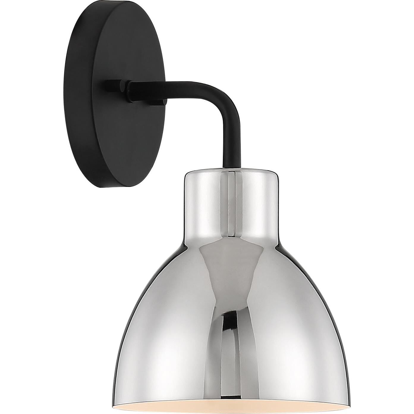 Shown in Matte Black finish and Polished Nickel Metal shade