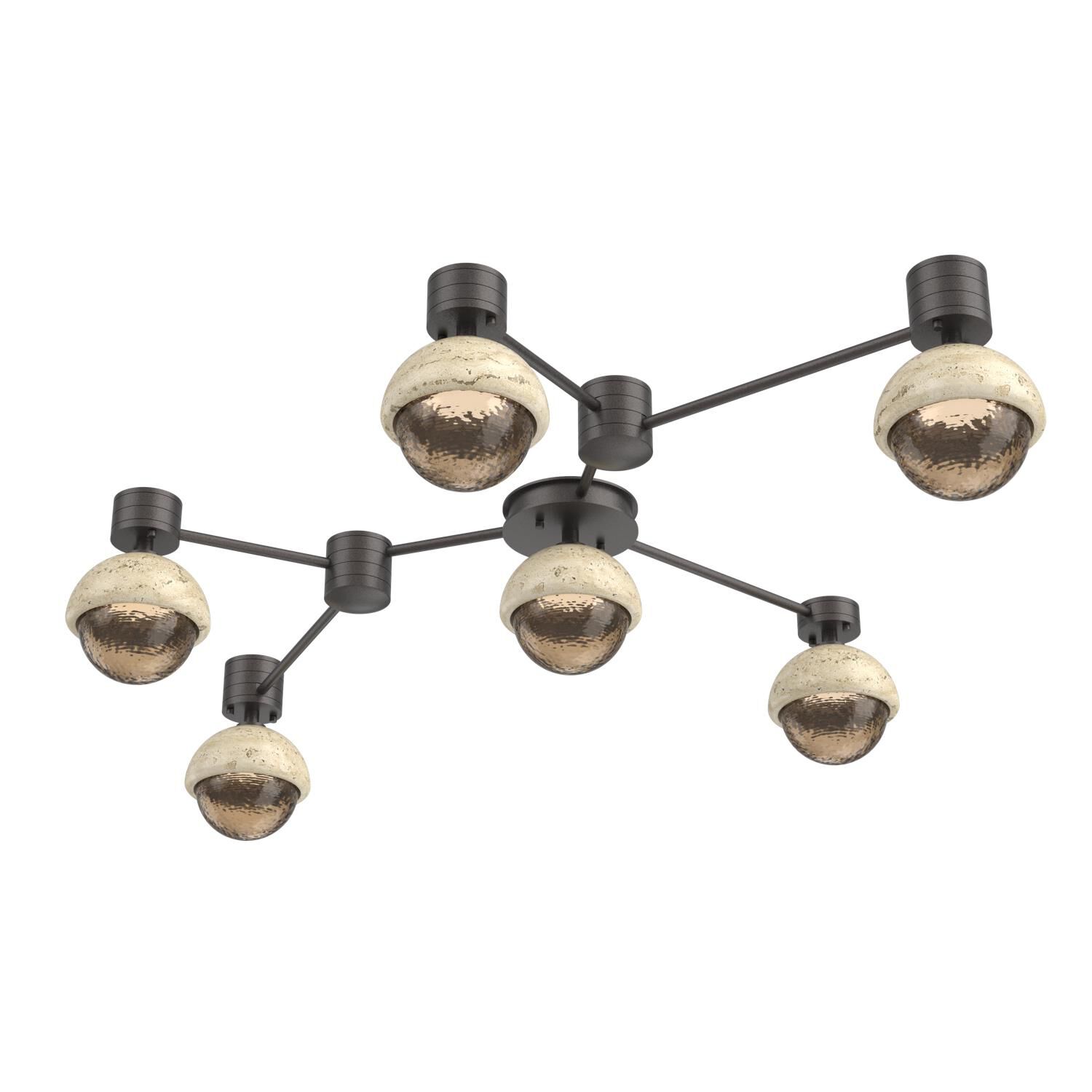 Shown in Graphite finish and Bronze glass and Travertine Stone accent