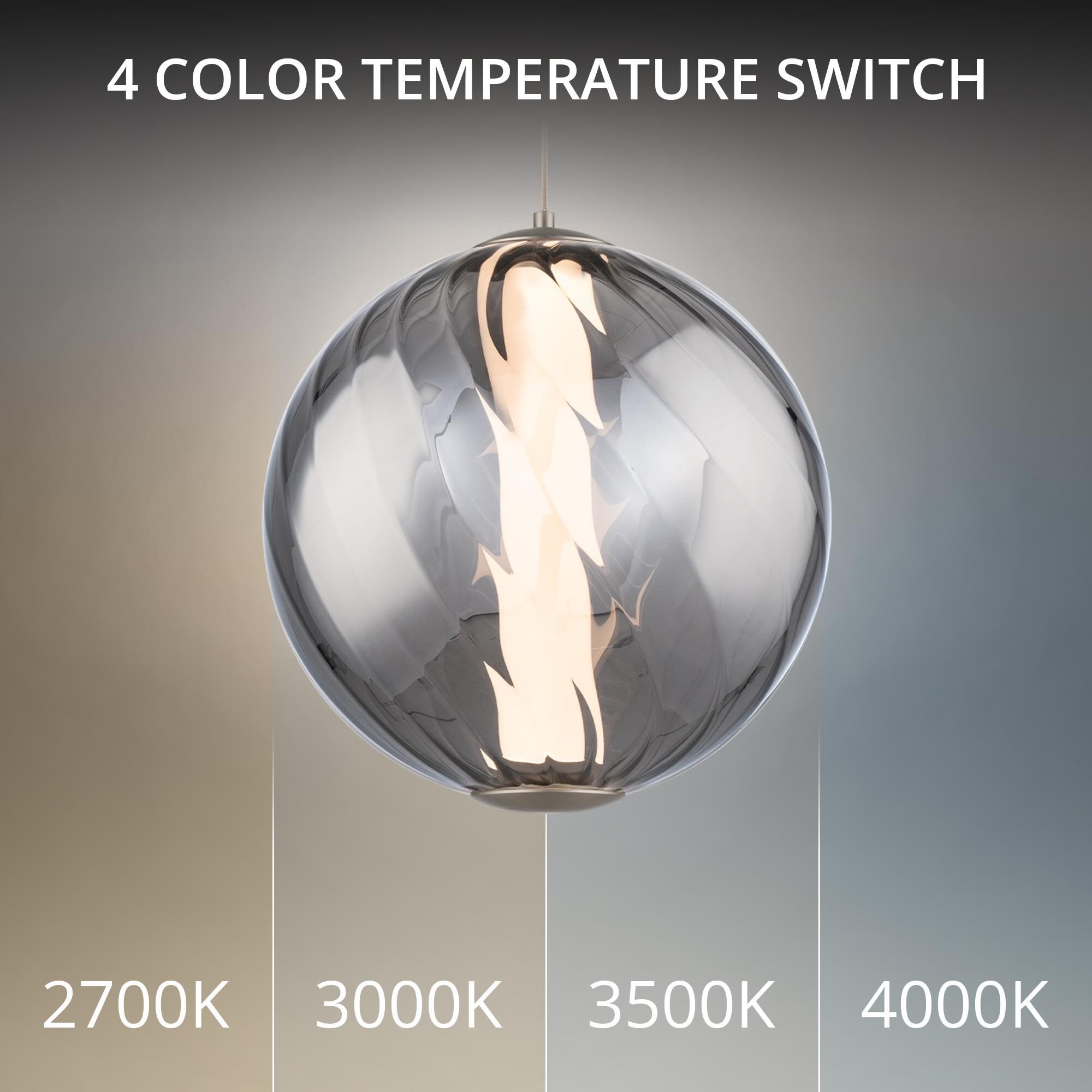 Shown in Brushed Nickel finish and Smoke glass