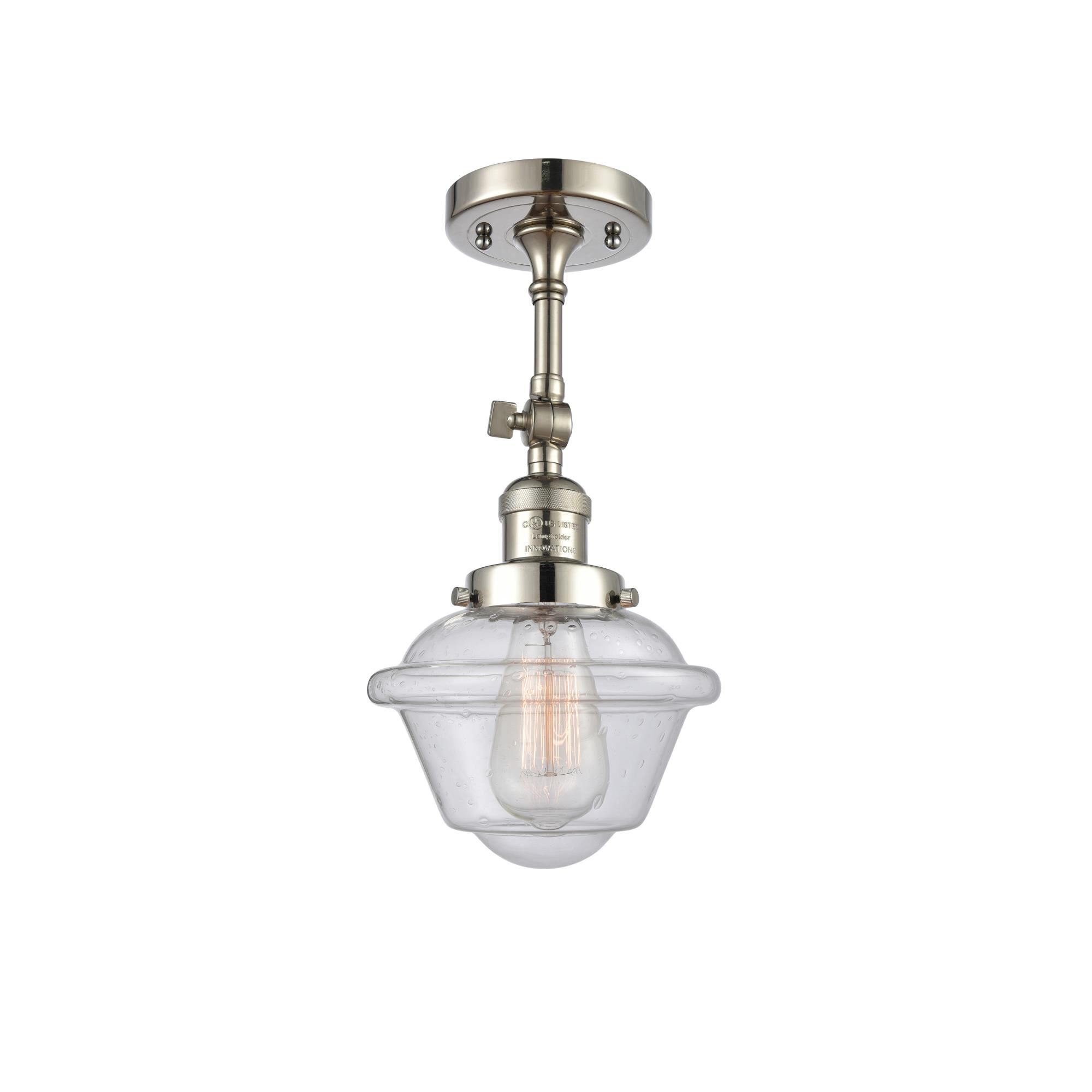 Shown in Polished Nickel finish and Seedy glass