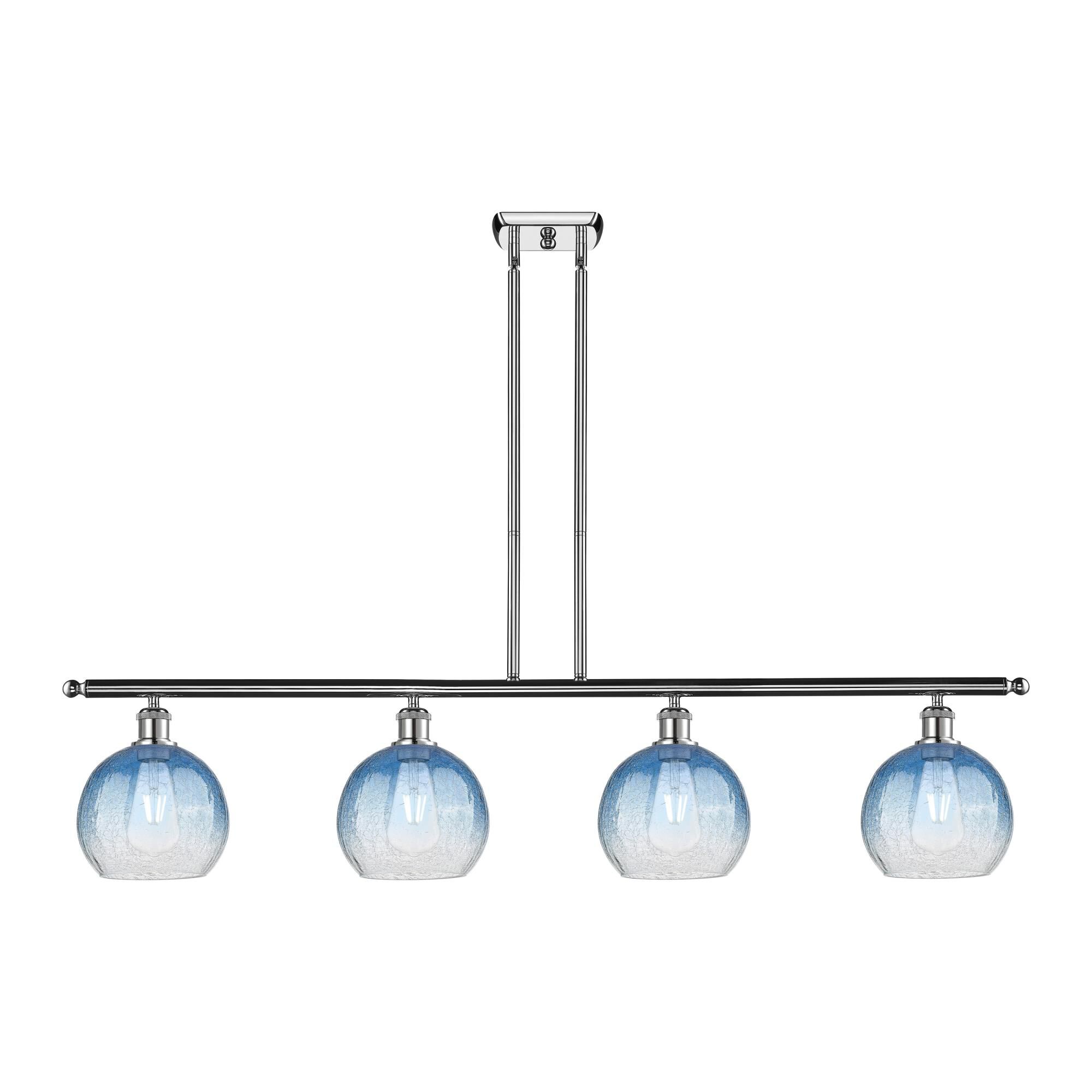 Shown in Polished Chrome finish and Sapphire Blue glass