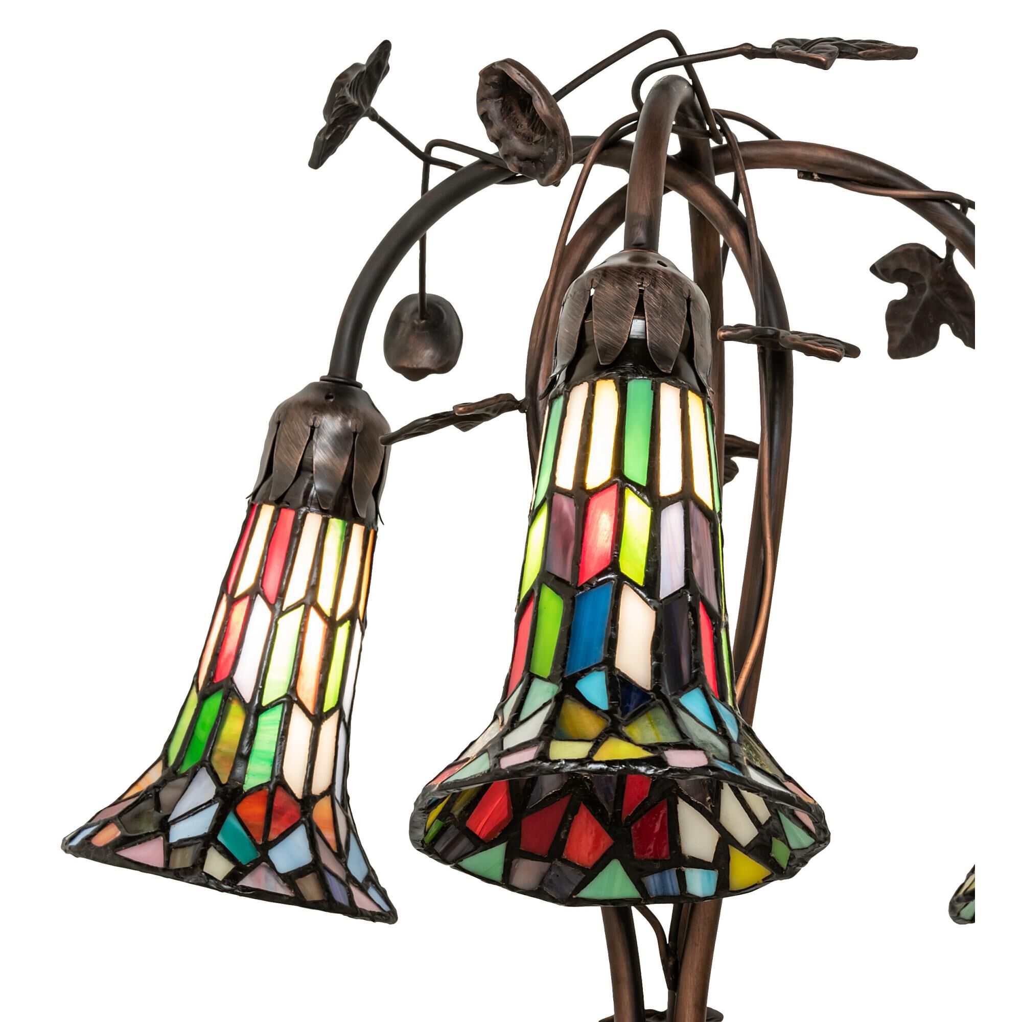 Shown in Mahogany Bronze finish and Ruby;Sunflower;Green;Blue;Violet glass