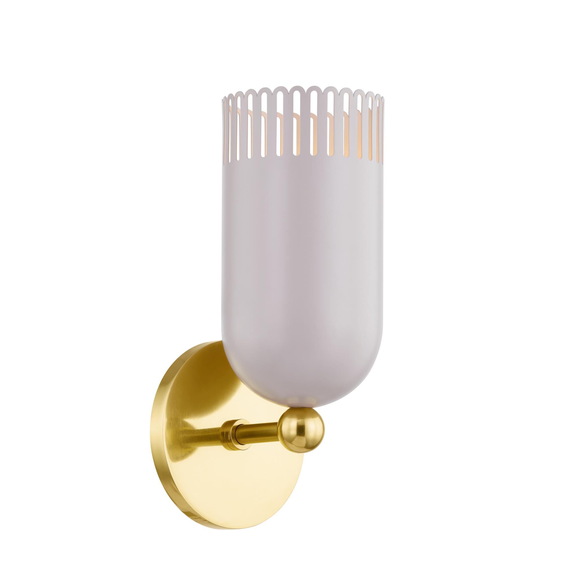 Shown in Aged Brass/Soft Peignoir finish