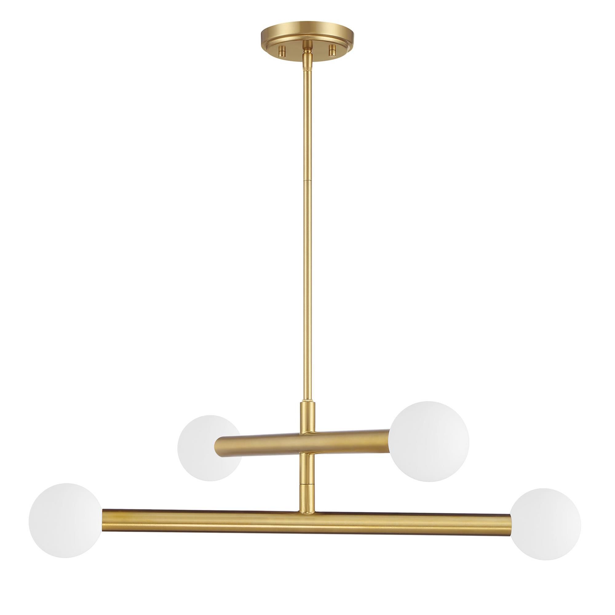 Shown in Natural Brass finish and White Opal glass