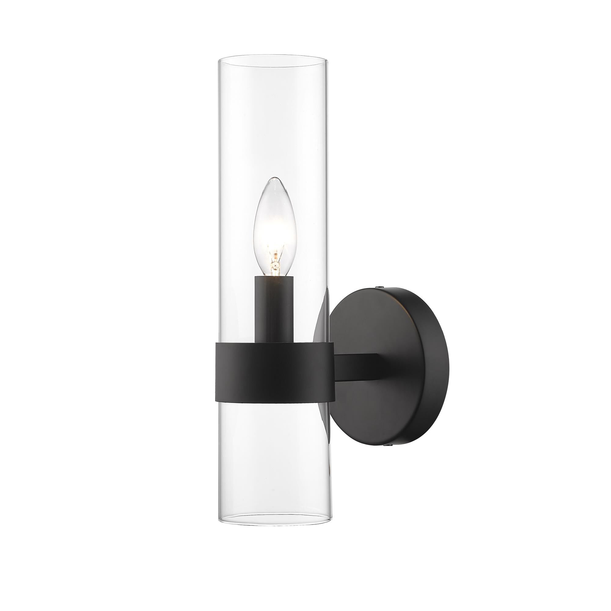 Shown in Matte Black finish and Glass shade
