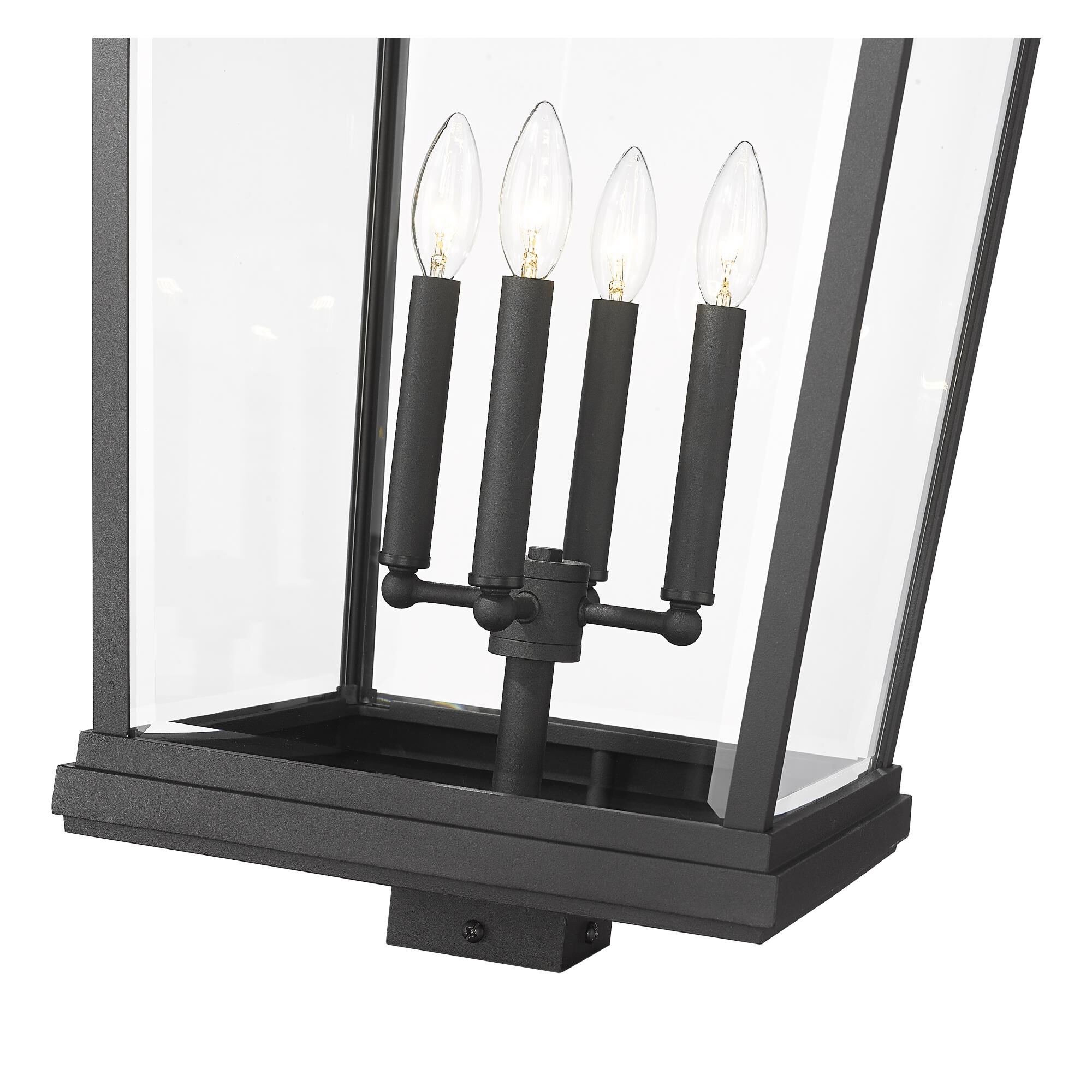 Shown in Black finish and Glass shade