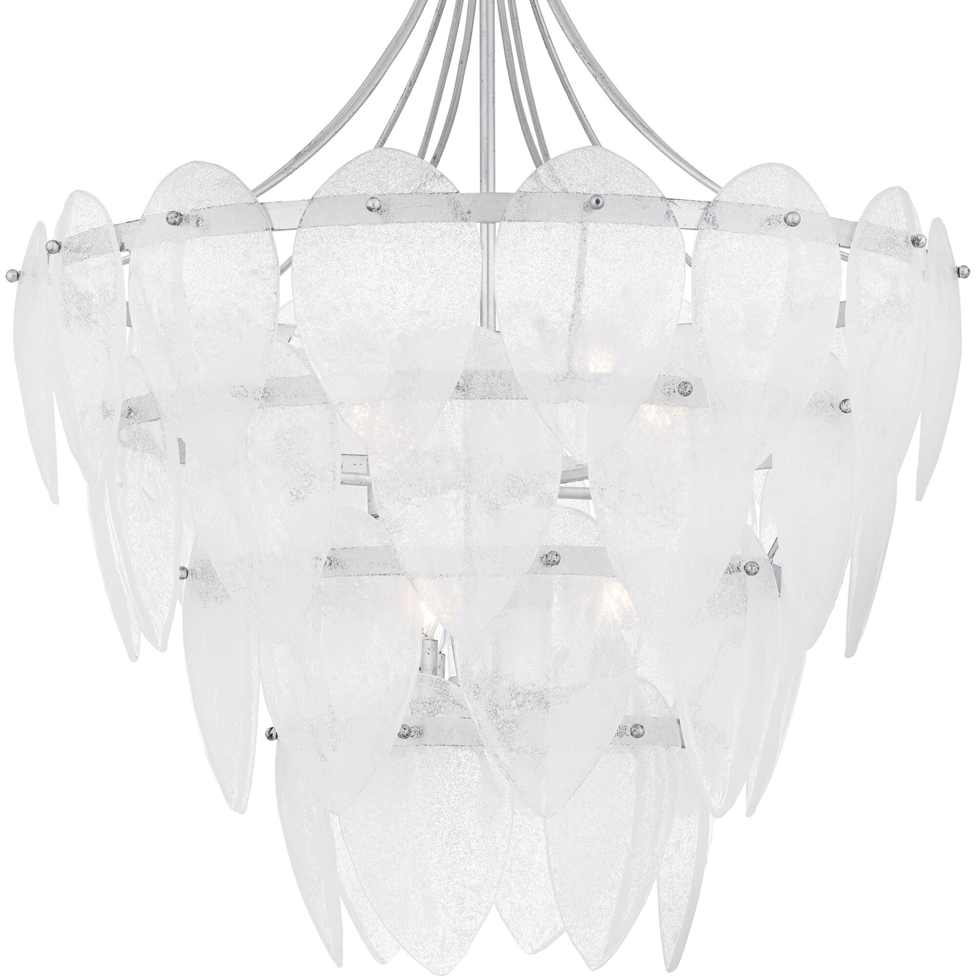 Shown in Silver Leaf finish and Clear Seedy Glass shade