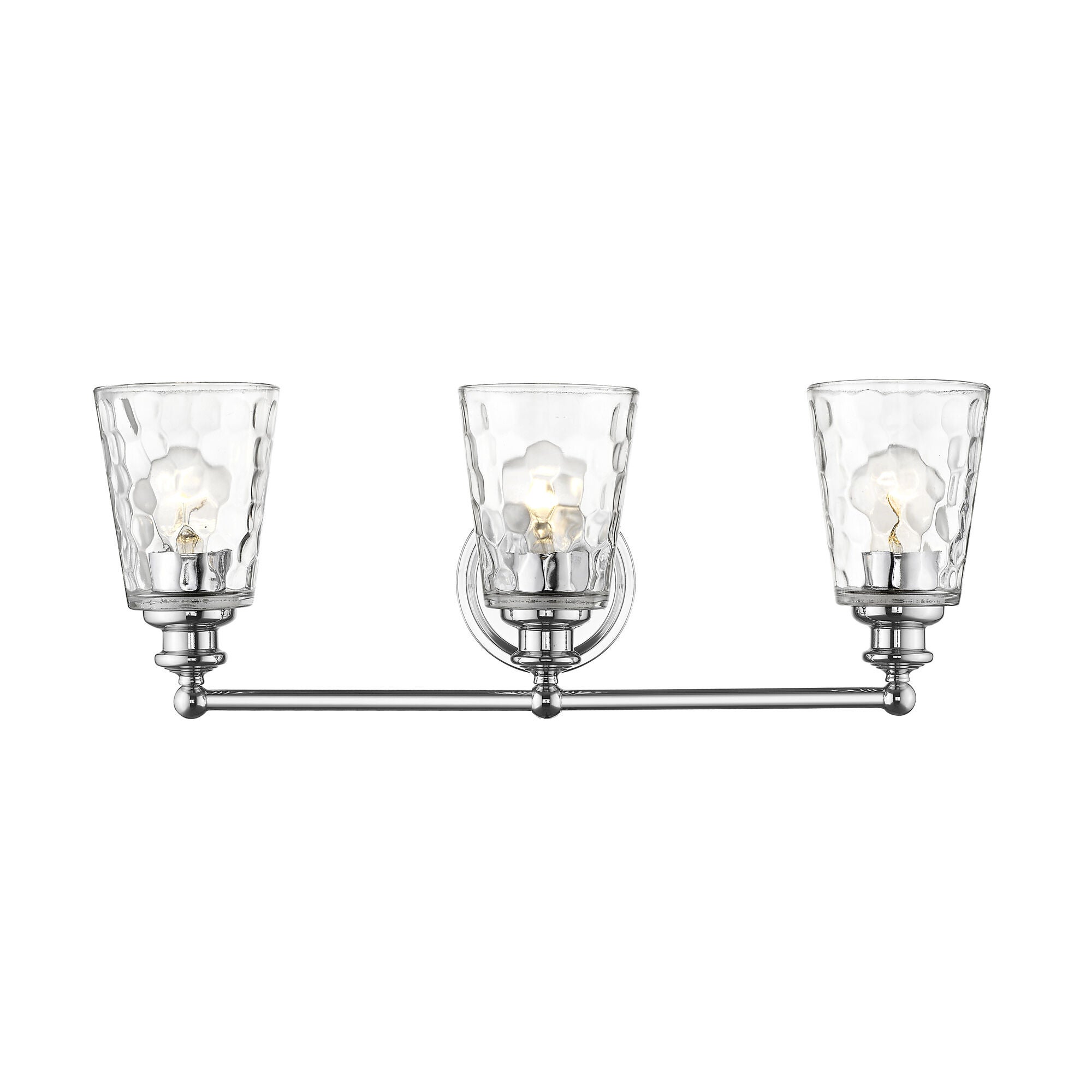 Shown in Chrome finish and Clear glass and Clear, Optic Cone Shaped Glass shade