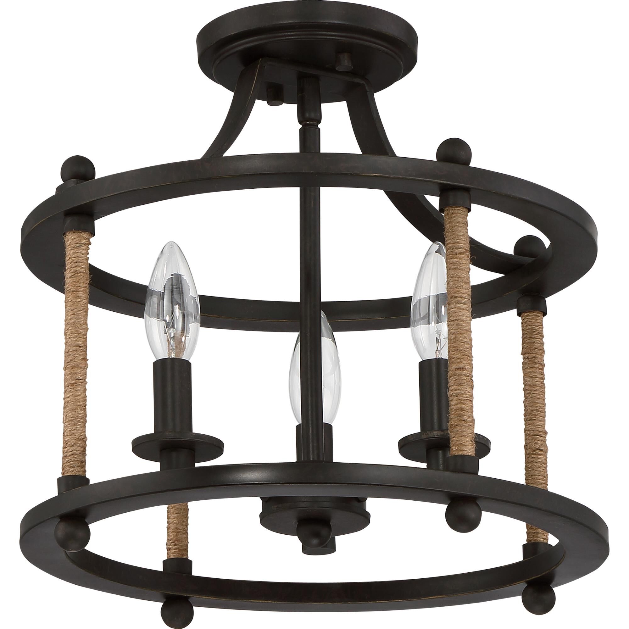 Frontier 13 Inch 3 Light Semi Flush Mount by Quoizel