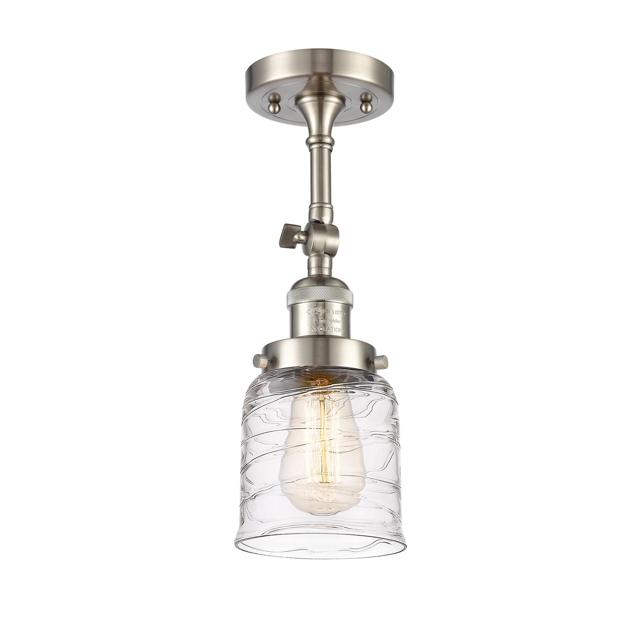 Shown in Brushed Satin Nickel finish and Clear glass
