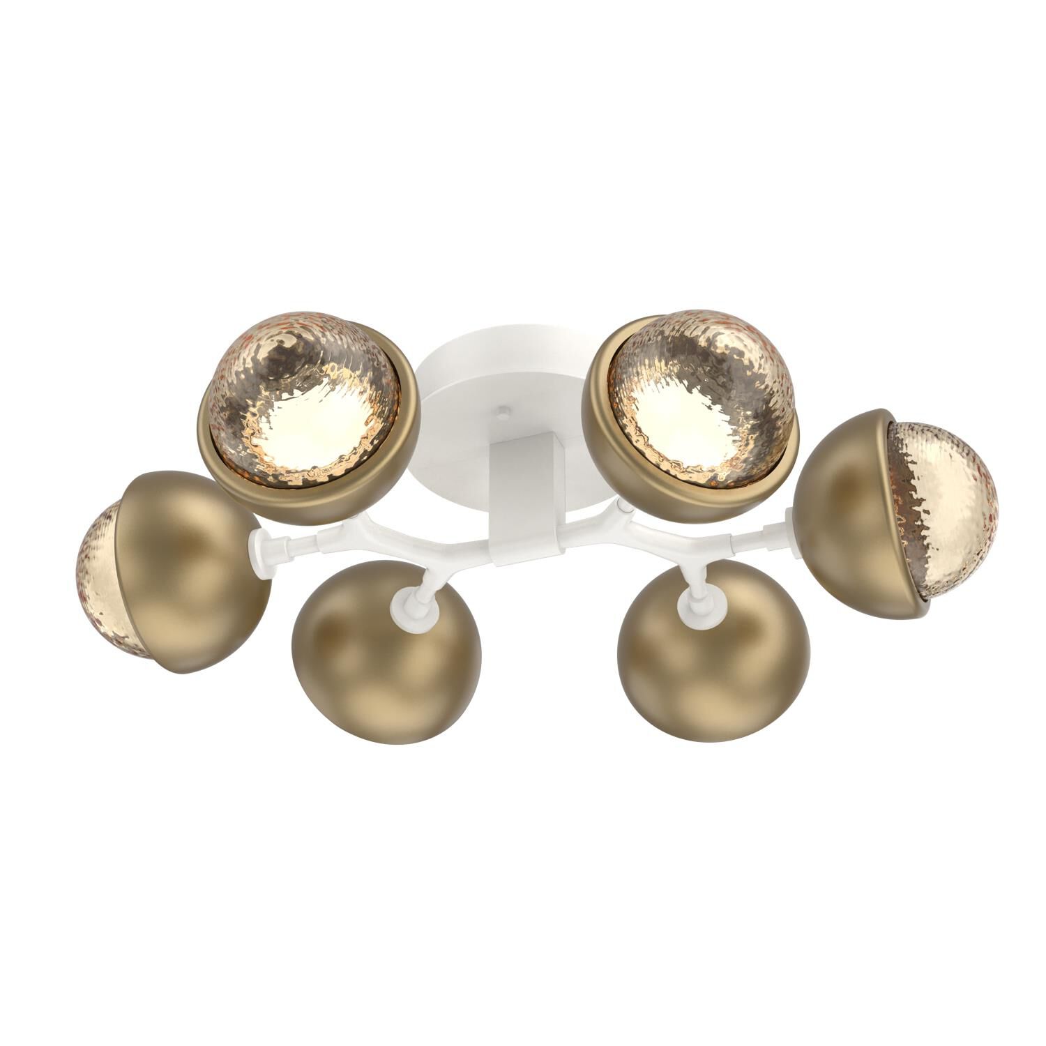 Shown in Salt White finish and Amber glass and Gilded Brass accent