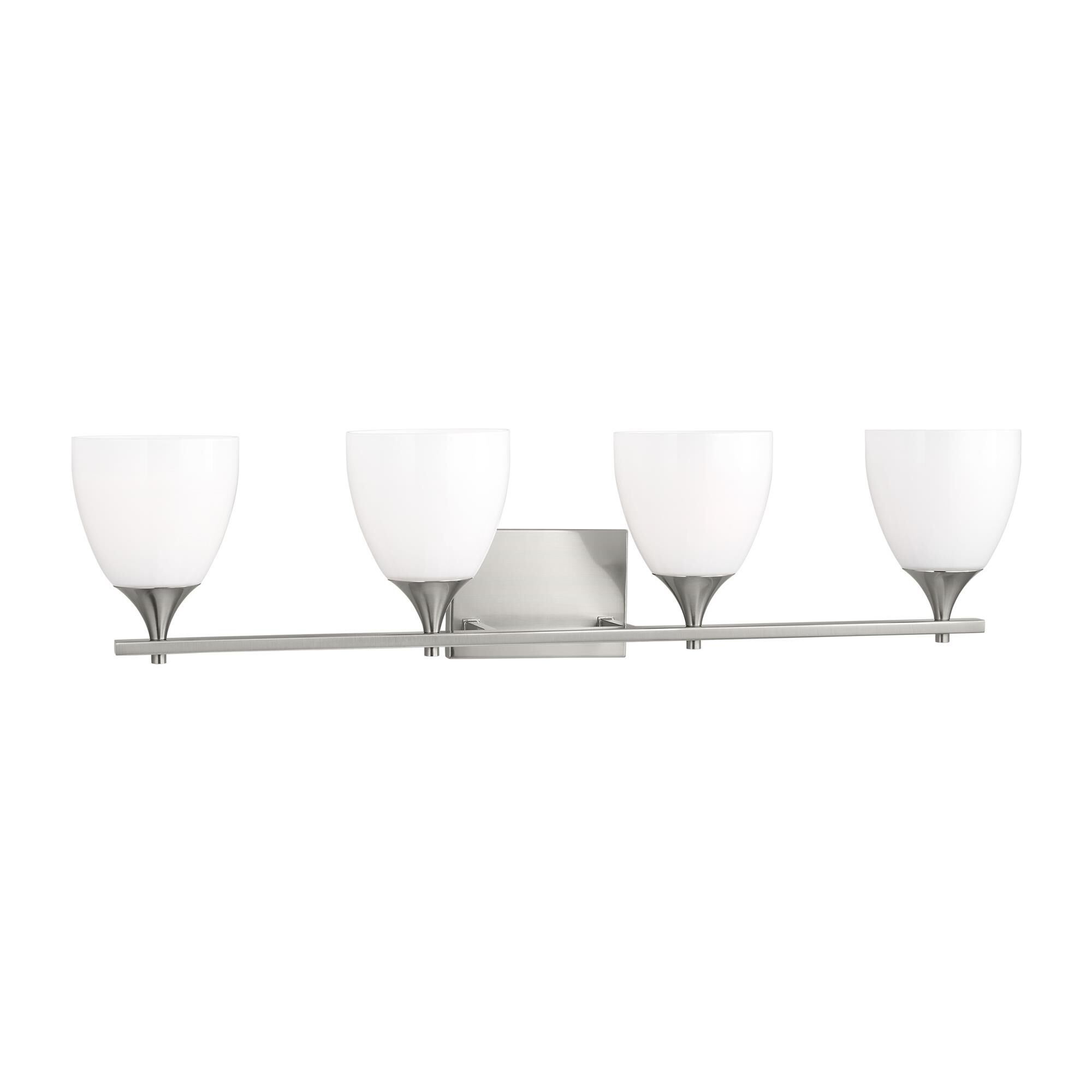 Shown in Brushed Steel finish and Milk Glass s shade