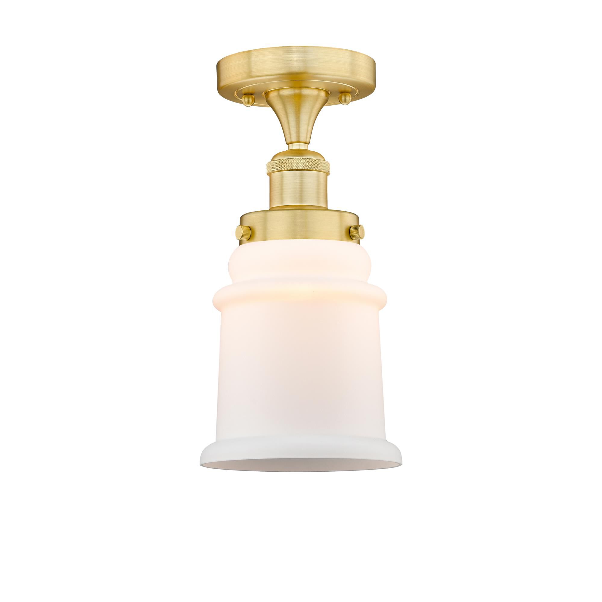 Shown in Satin Gold finish and Matte White glass