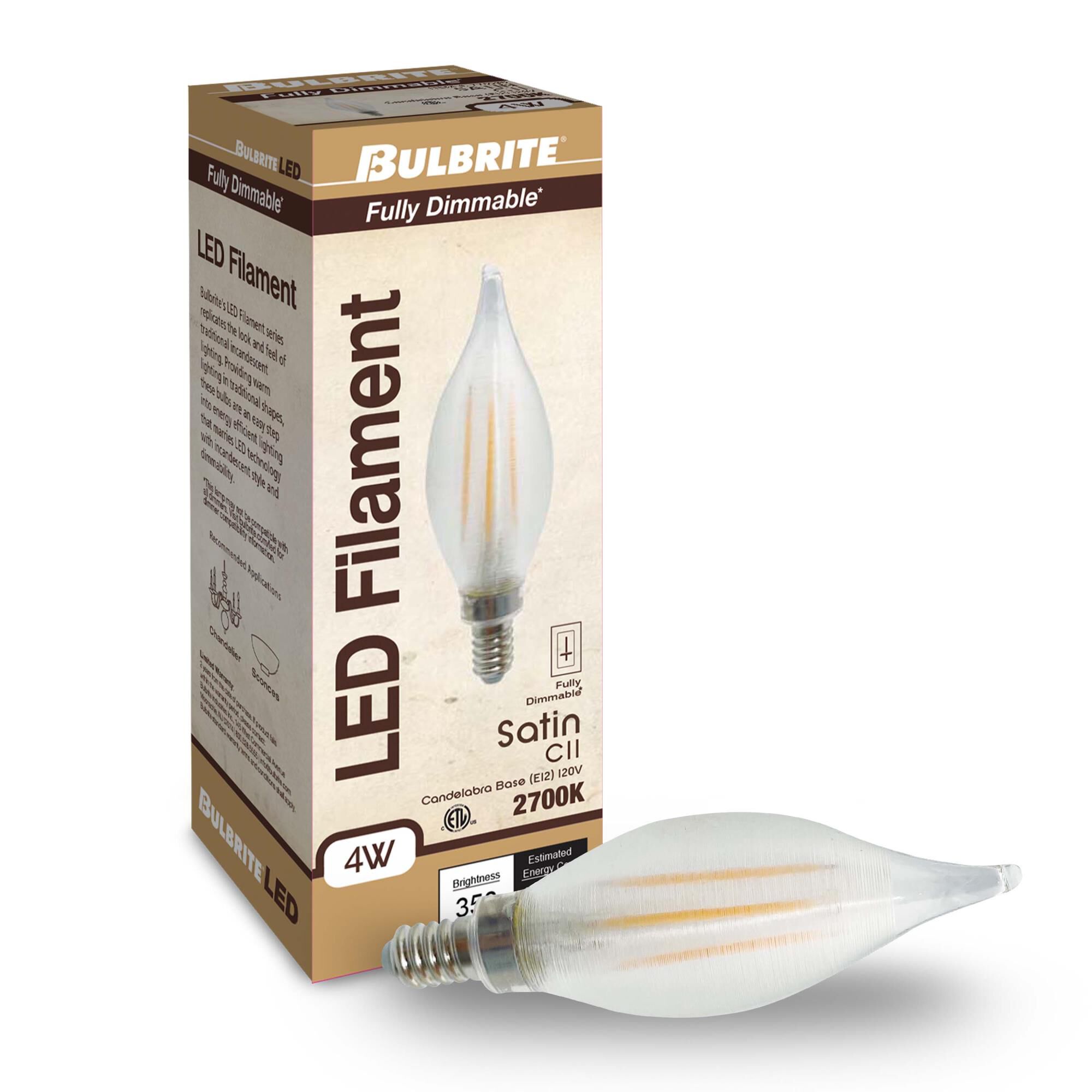 Dimmable 4 Watt 2700K C11 LED Light Bulb by Bulbrite