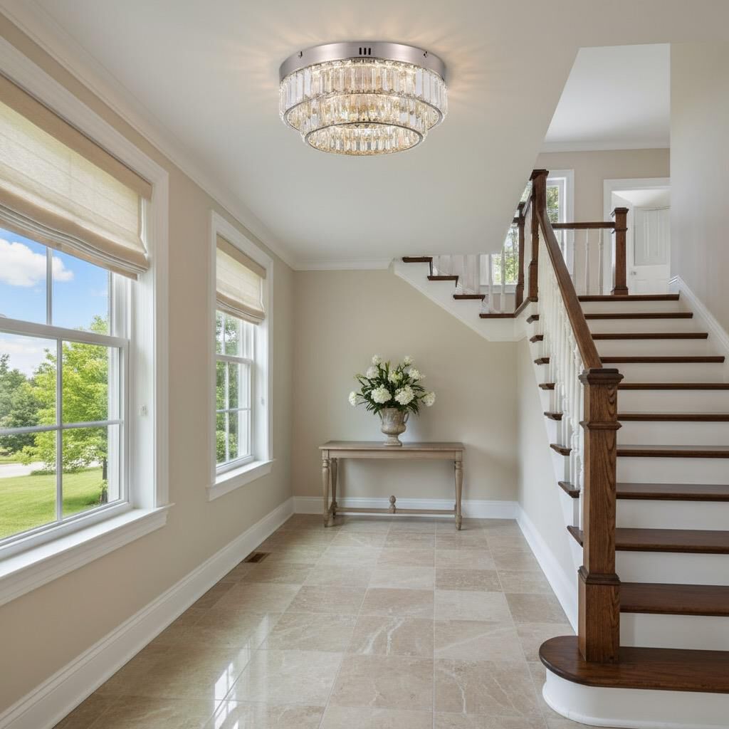 Shown in Satin Nickel finish and Clear Crystal glass