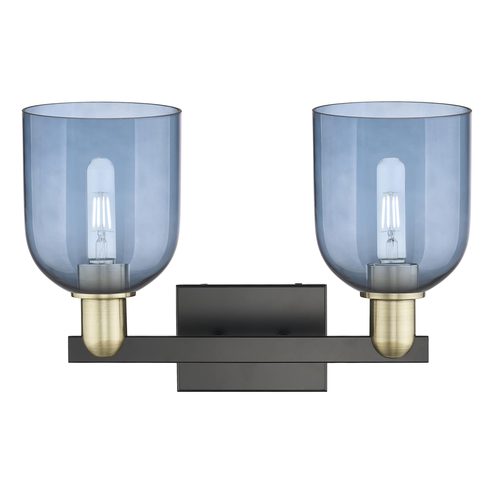 Shown in Black Antique Brass finish and Blue glass