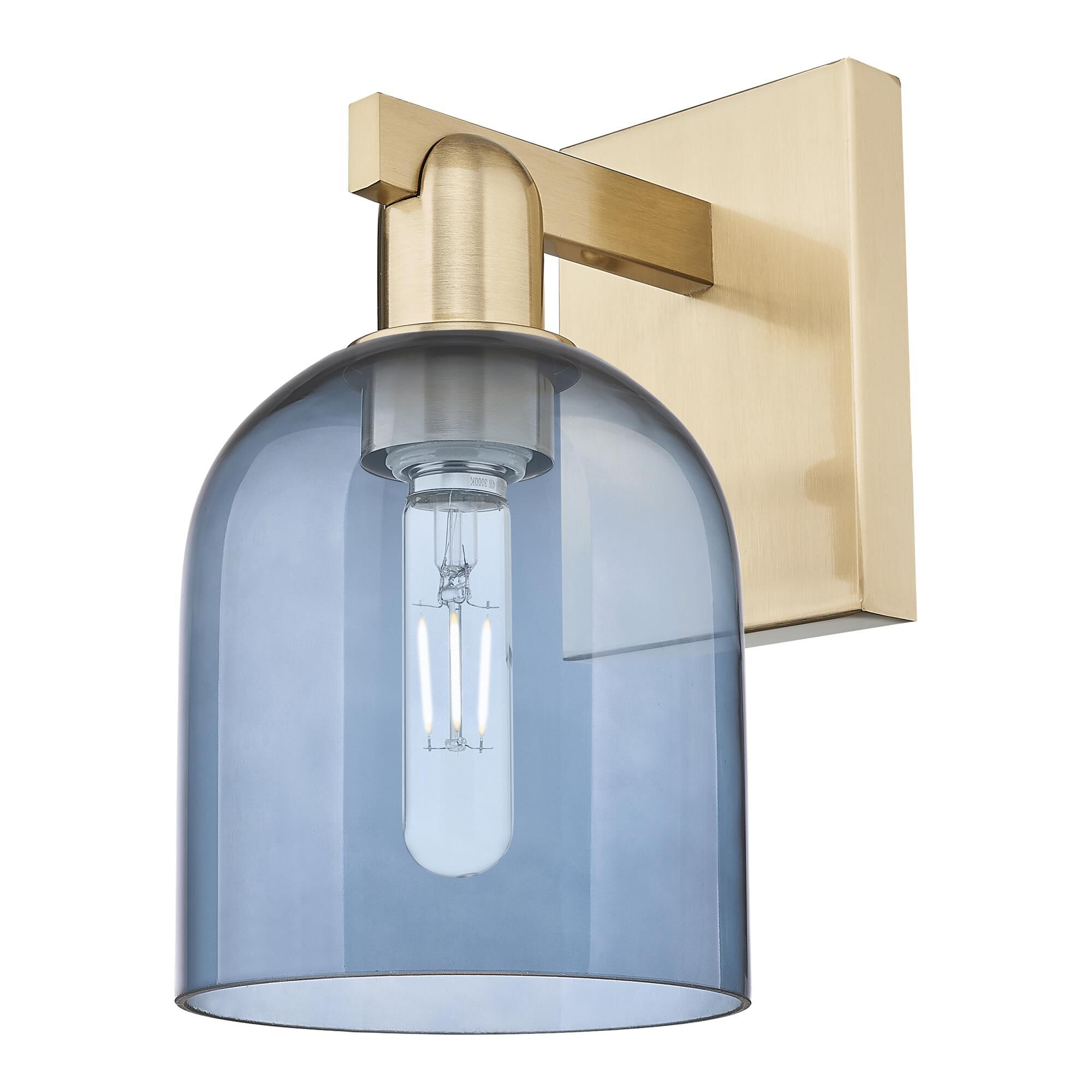 Shown in Champagne Bronze finish and Blue glass