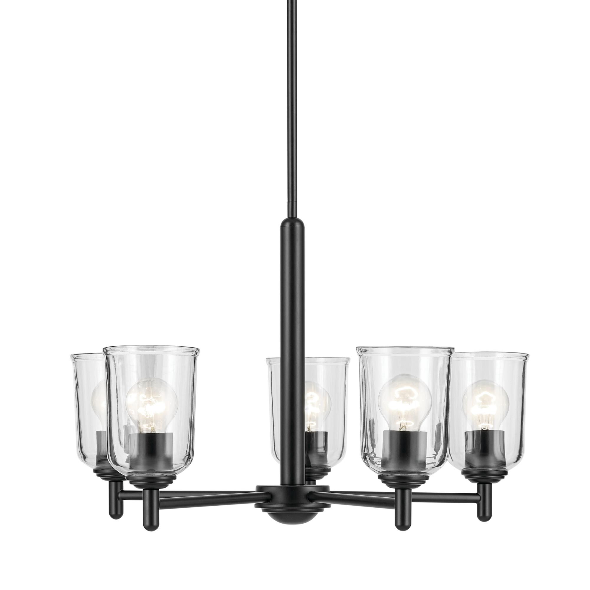 Shown in Black finish and Clear glass