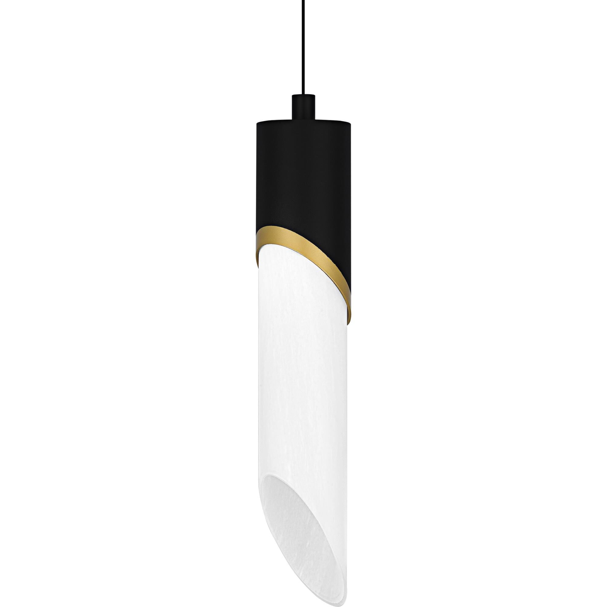 Shown in Matte Black finish and Alabaster Glass shade