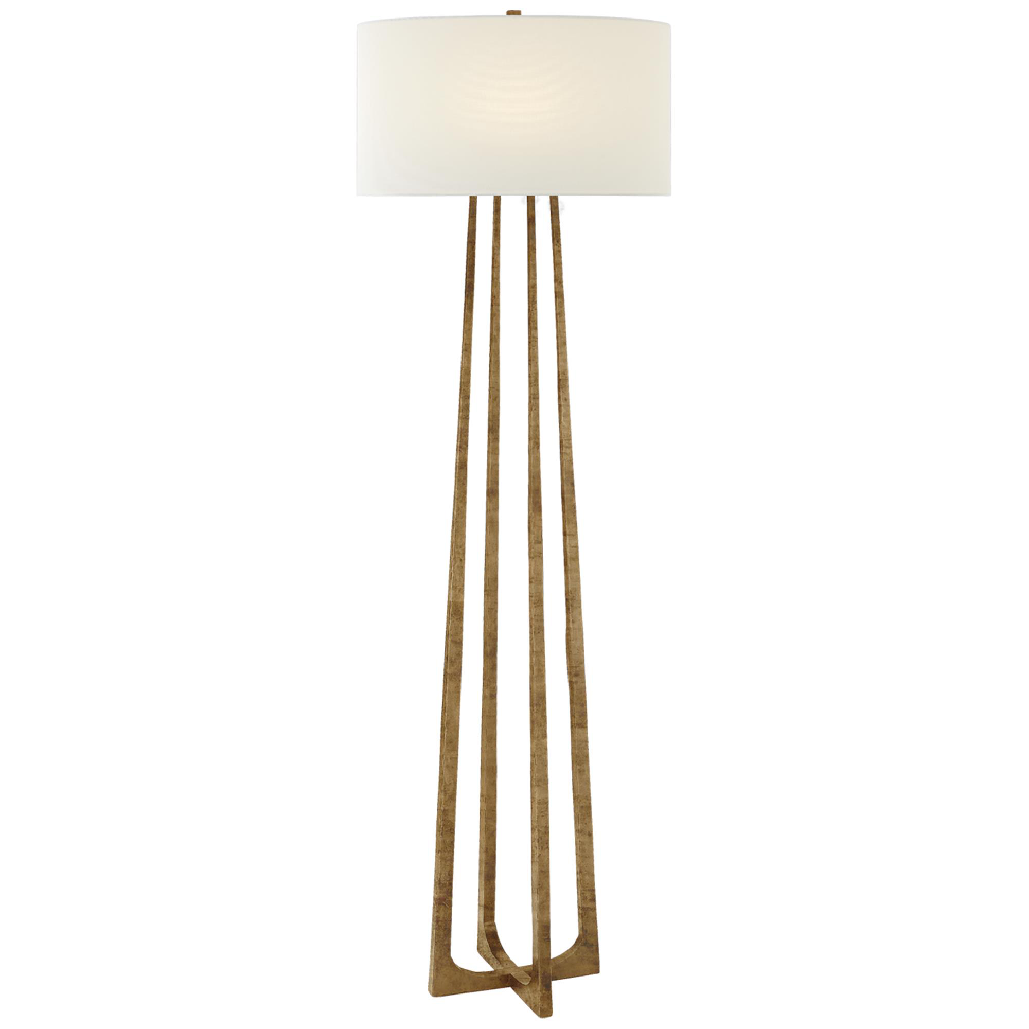 Shown in Gilded Iron finish and Linen shade
