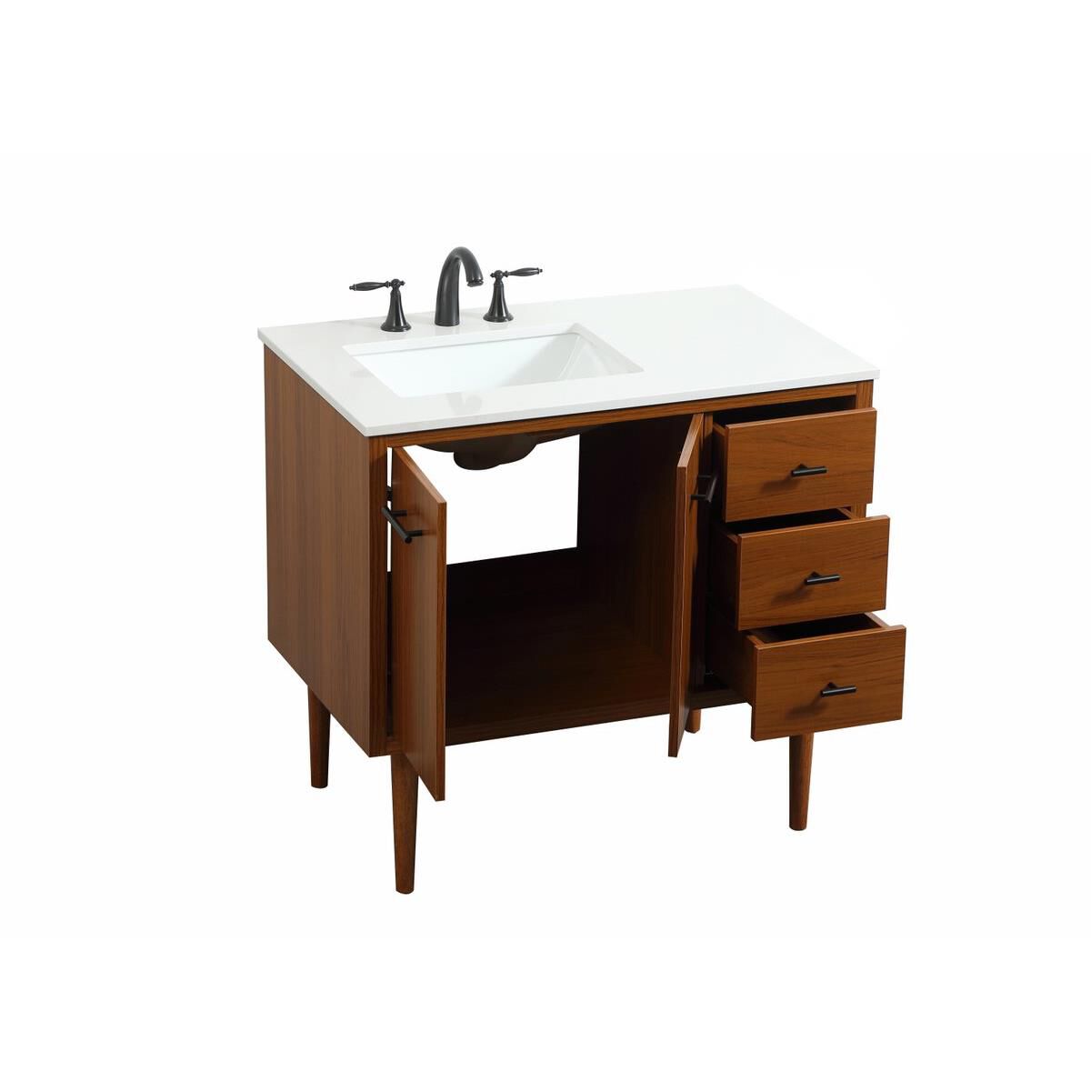 Shown in Teak finish and No Backsplash accent