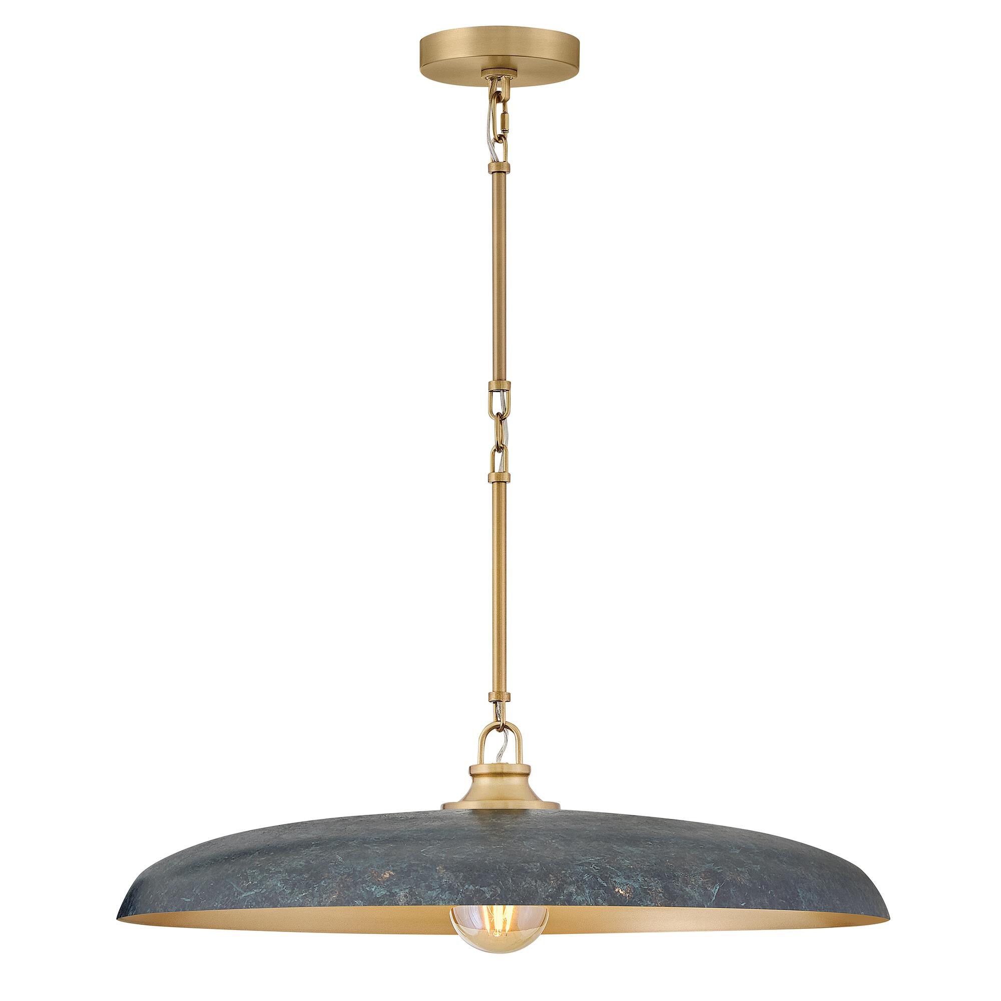 Shown in Lacquered Brass finish and Antique Verdigris accent