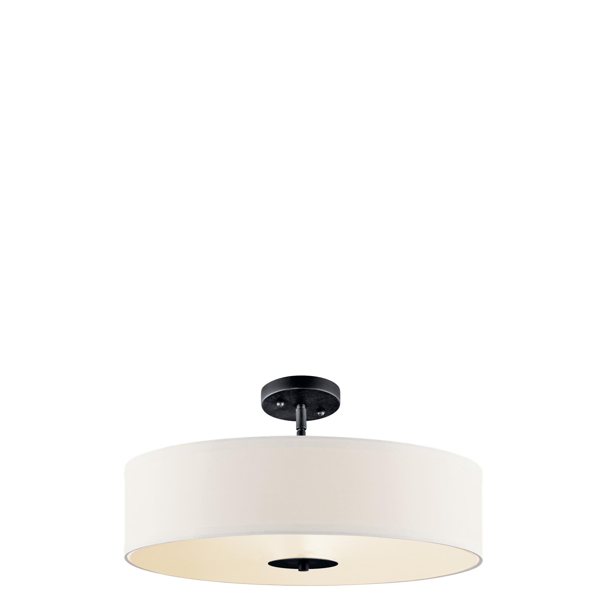 Shown in Black finish and Satin Etched glass and White Microfiber shade