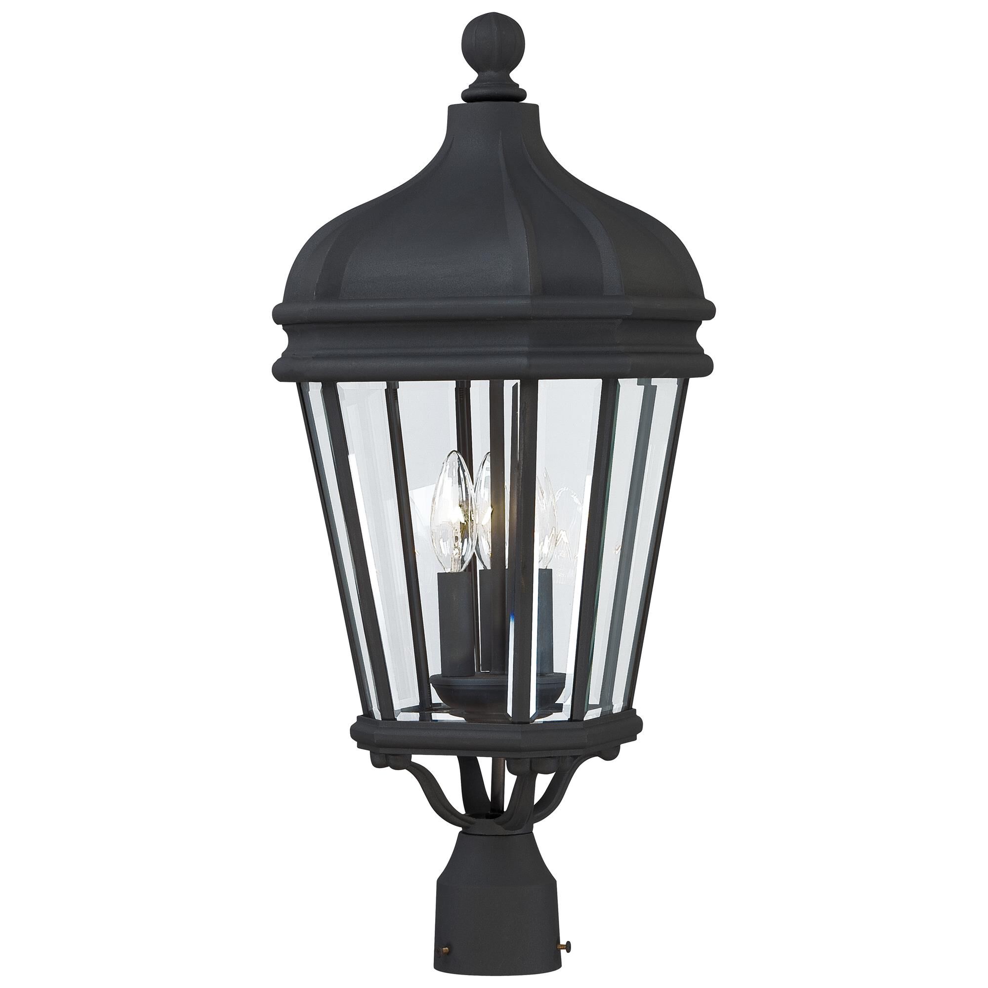 Shown in Black finish and Clear Beveled glass