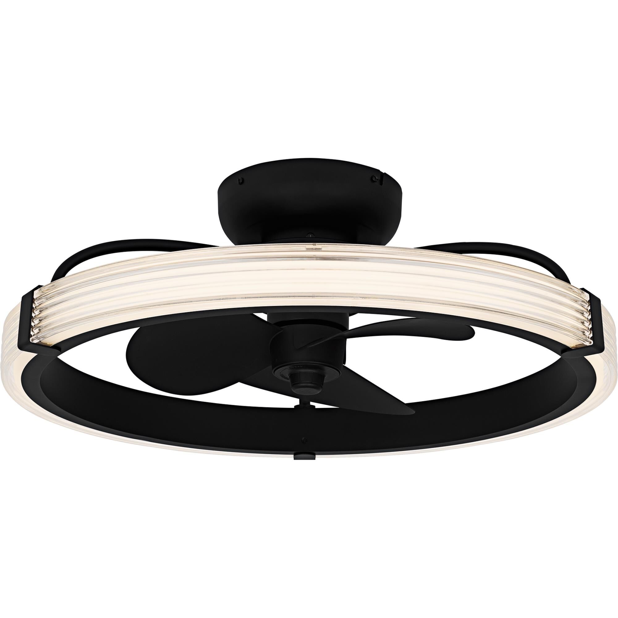 Shown in Matte Black finish and Clear Ribbed Acrylic shade