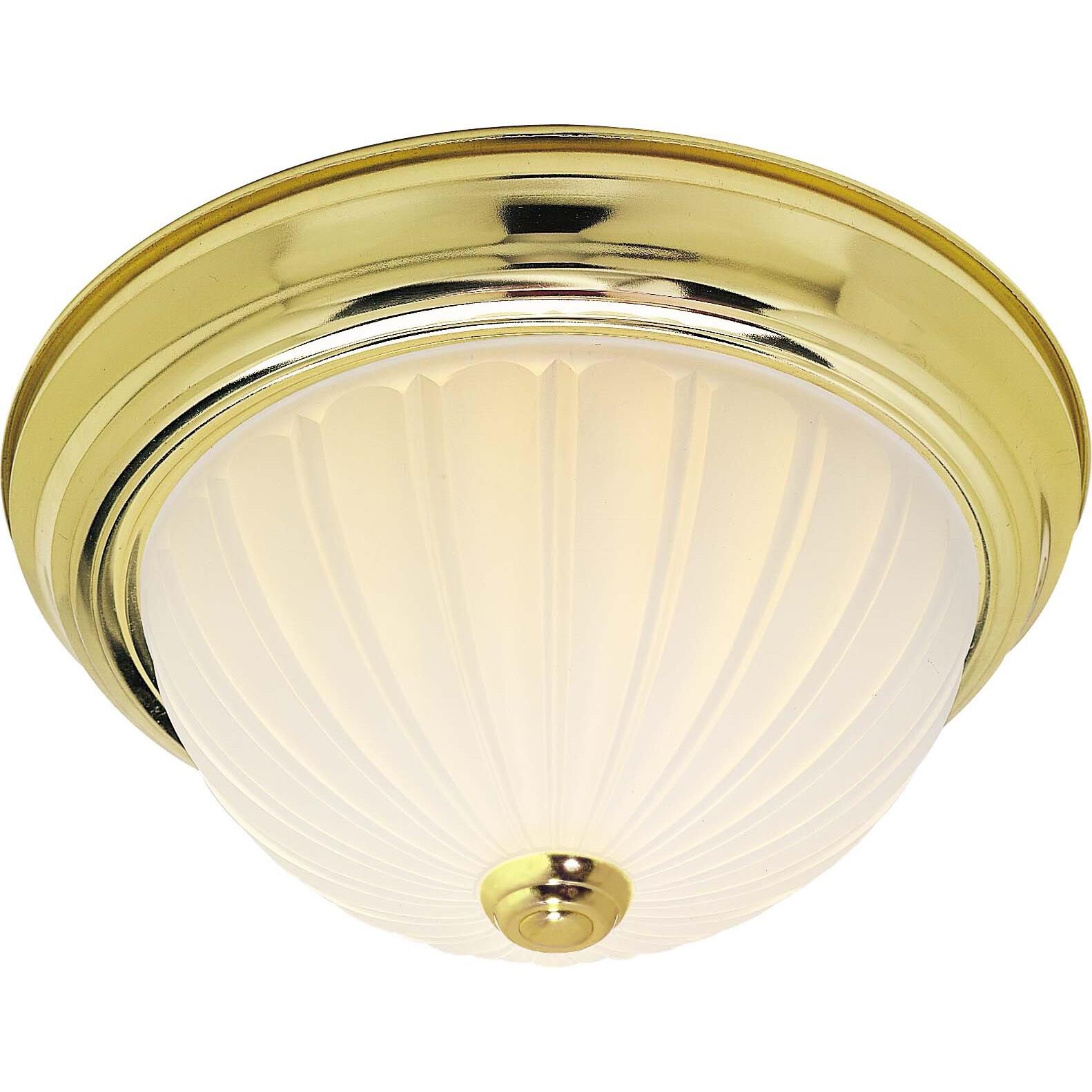 Shown in Polished Brass finish and Frosted Melon glass