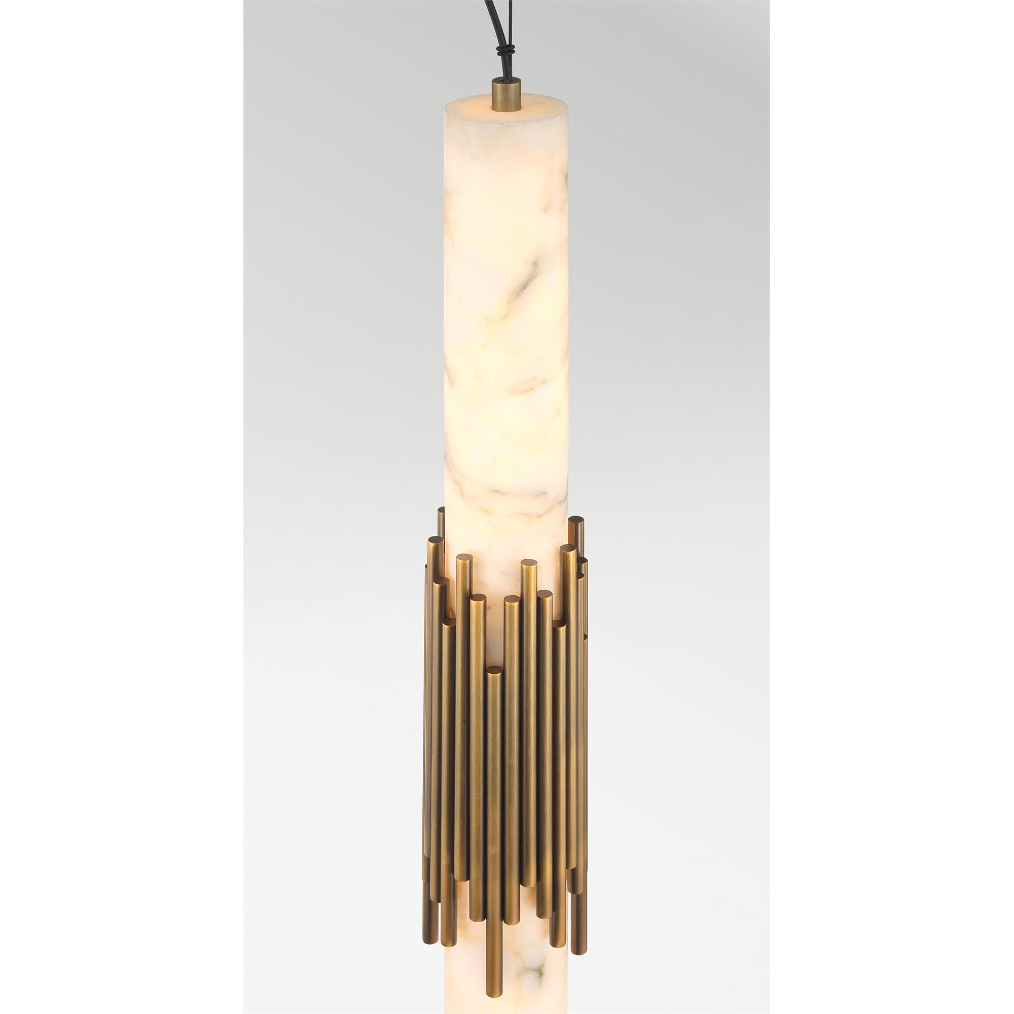 Shown in Antique Brass finish and Alabaster glass