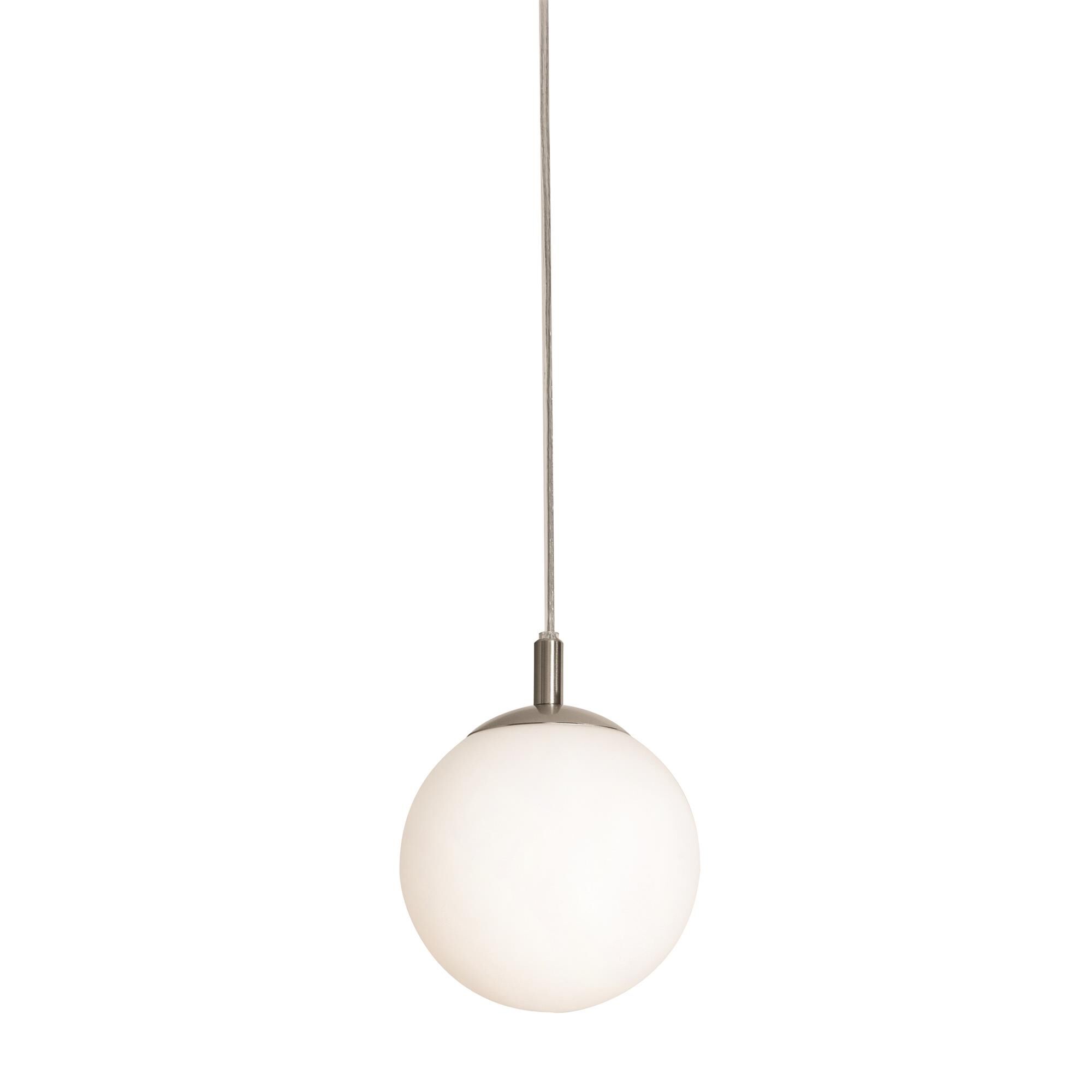 Shown in Satin Nickel finish and White glass