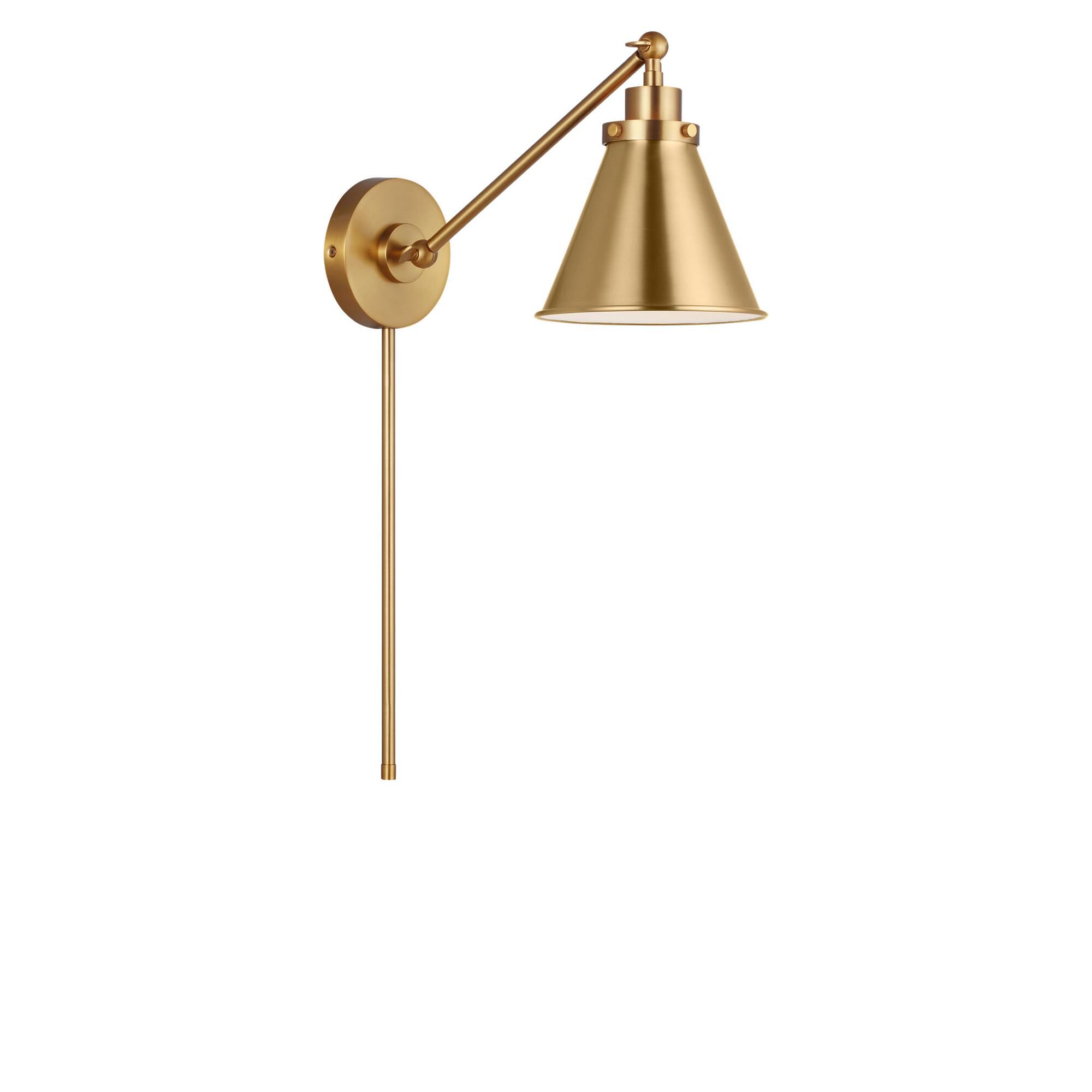Shown in Burnished Brass finish and Midnight Black Steel shade