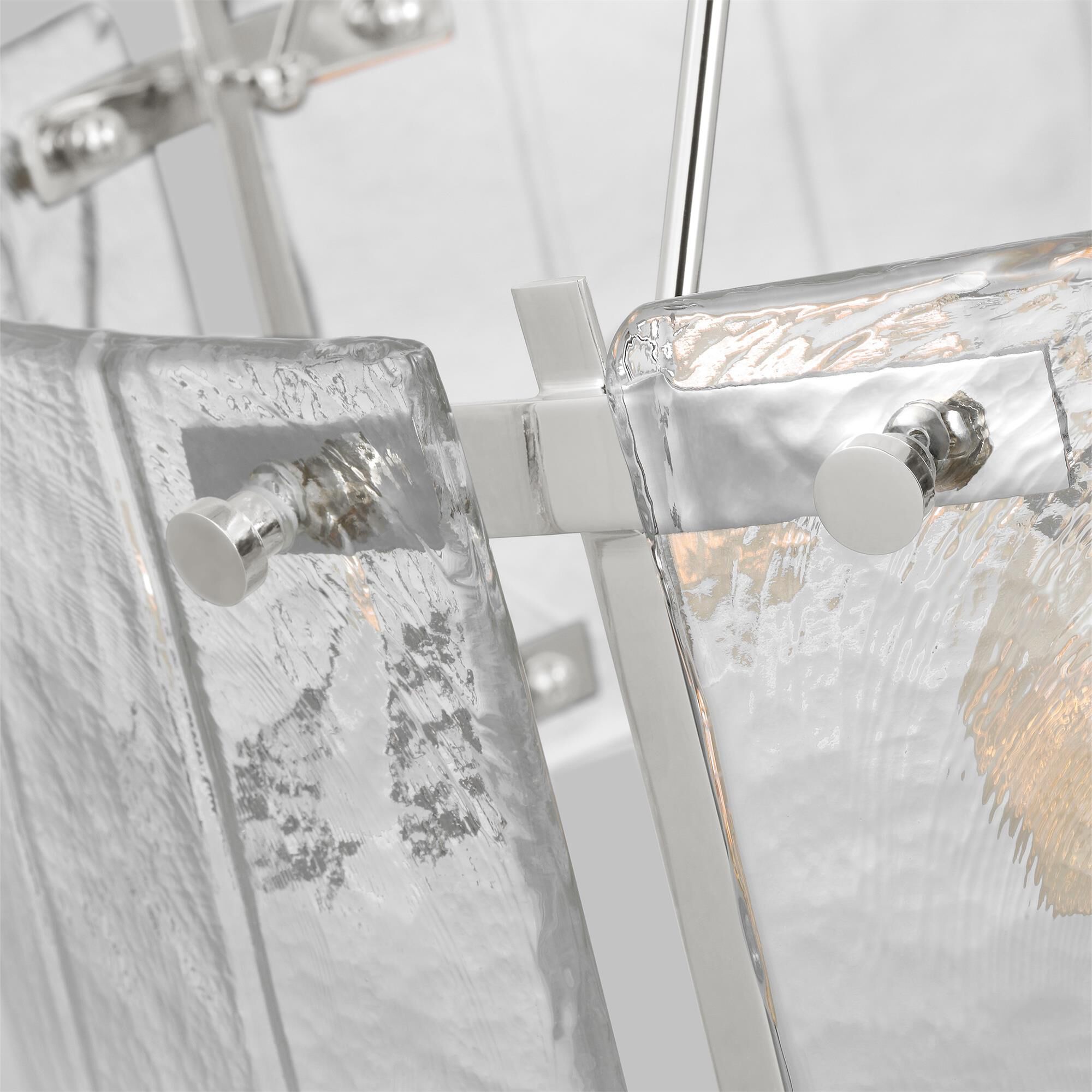 Shown in Polished Nickel finish and Clear Textured glass