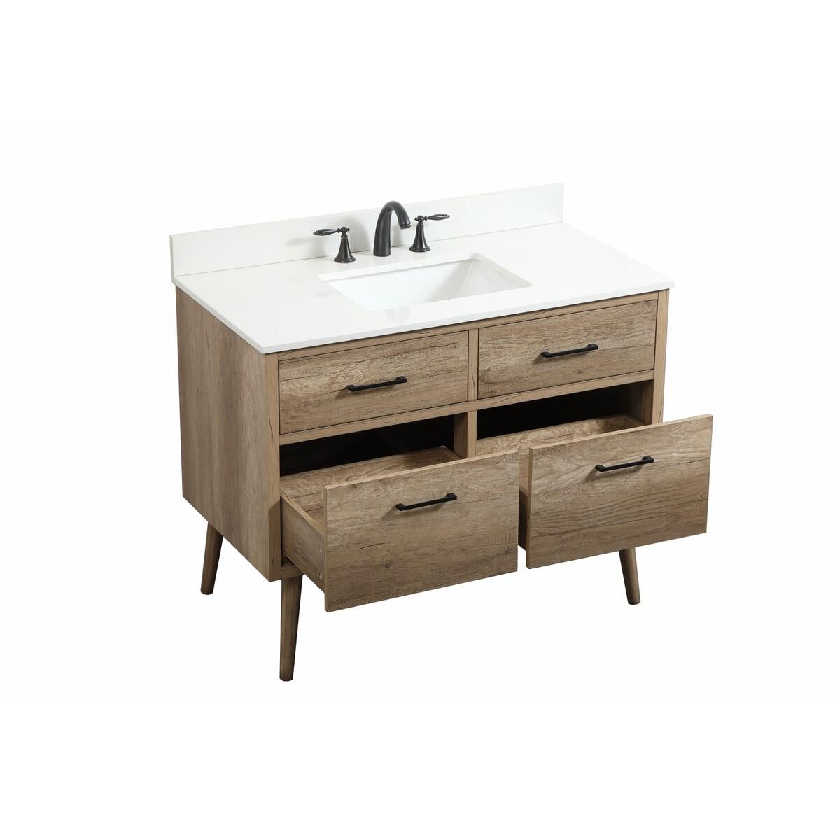 Shown in Natural Oak finish and With Backsplash accent