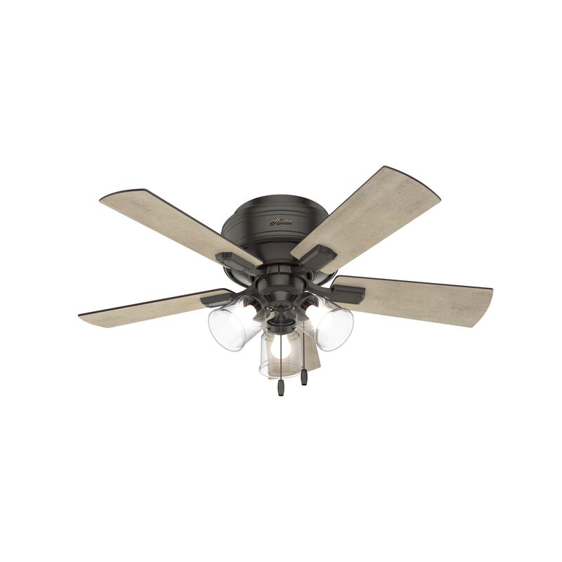 Crestfield 42 Inch Flush Mount Fan with Light Kit by Hunter Fan