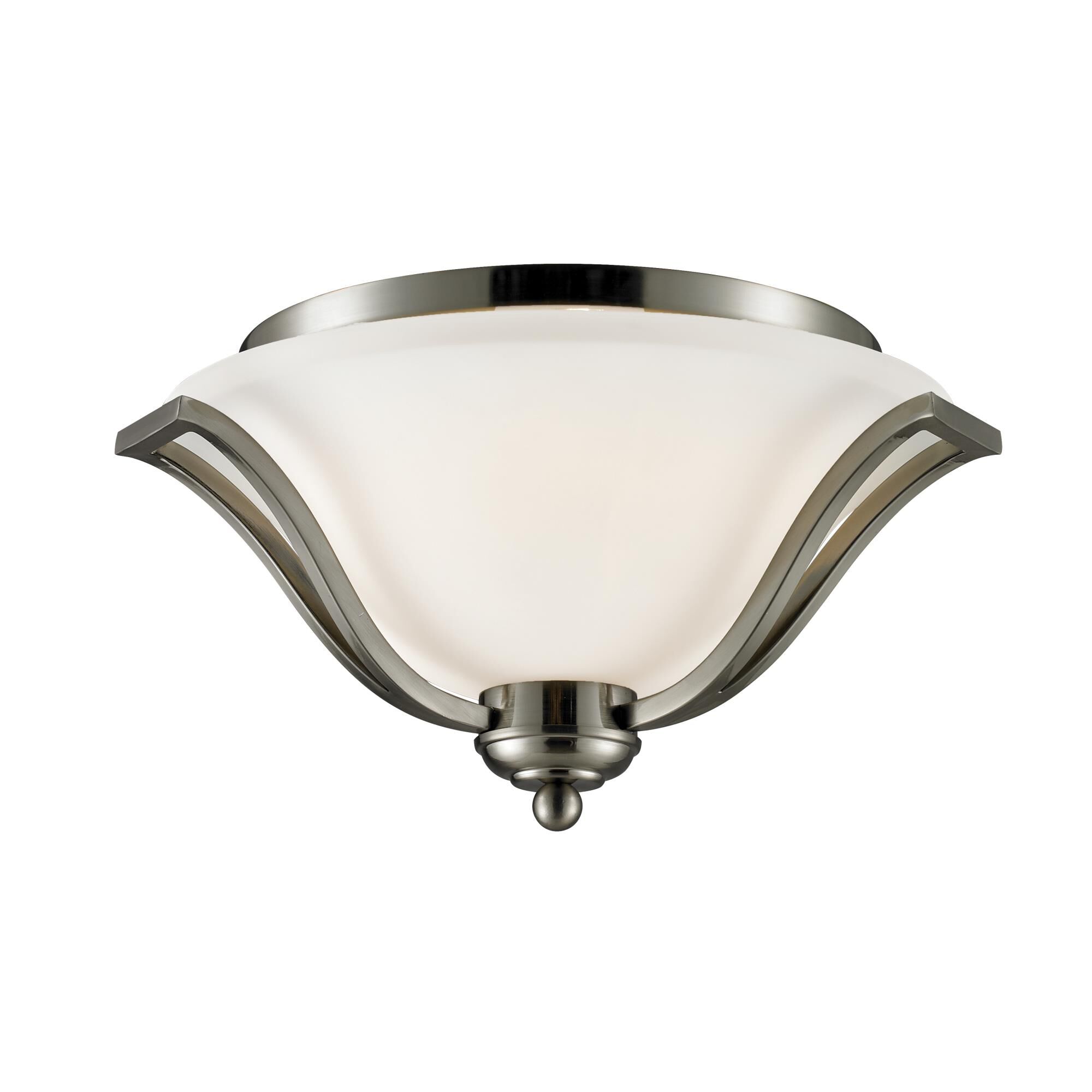 Shown in Brushed Nickel finish and Glass shade