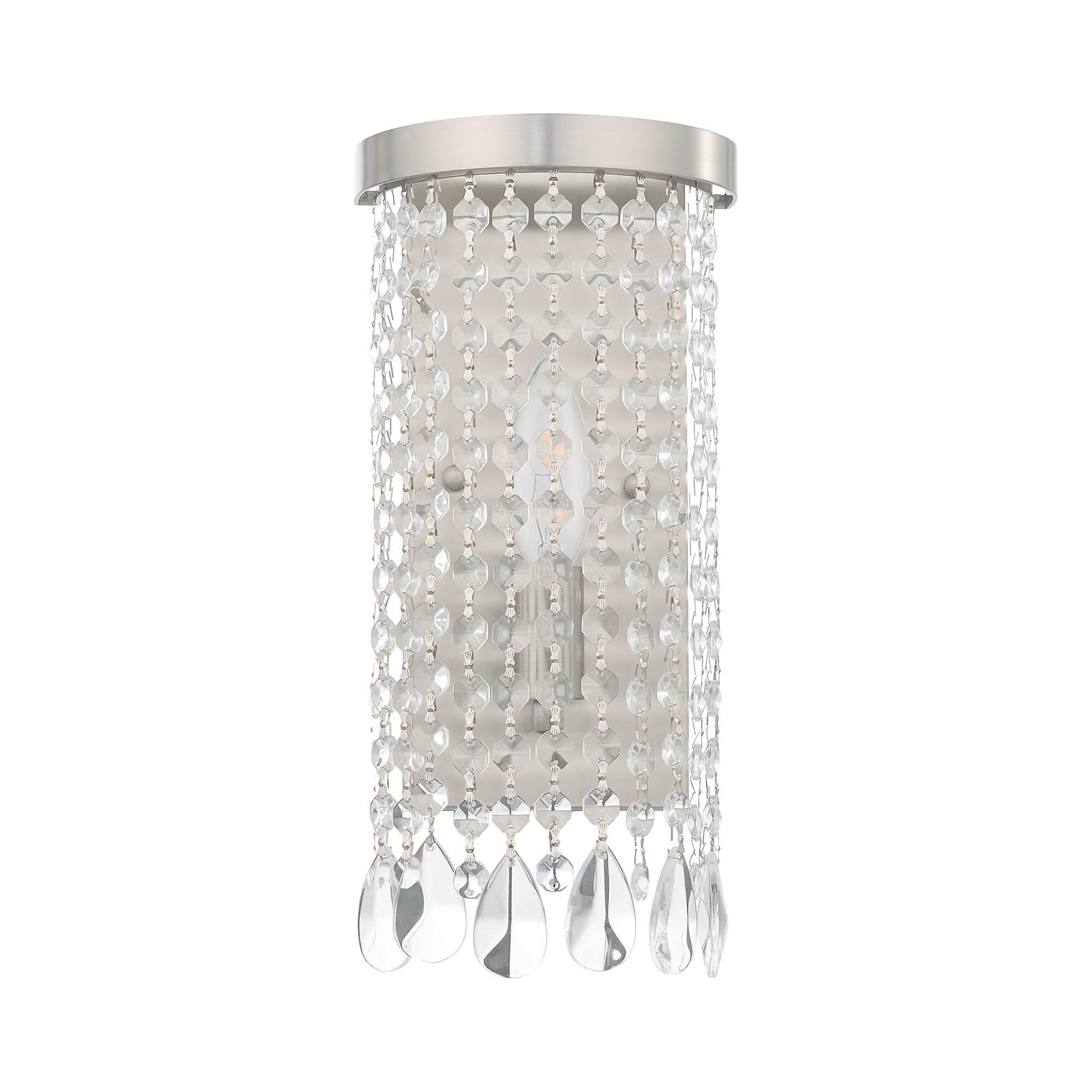 Shown in Brushed Nickel finish and Clear Crystals glass