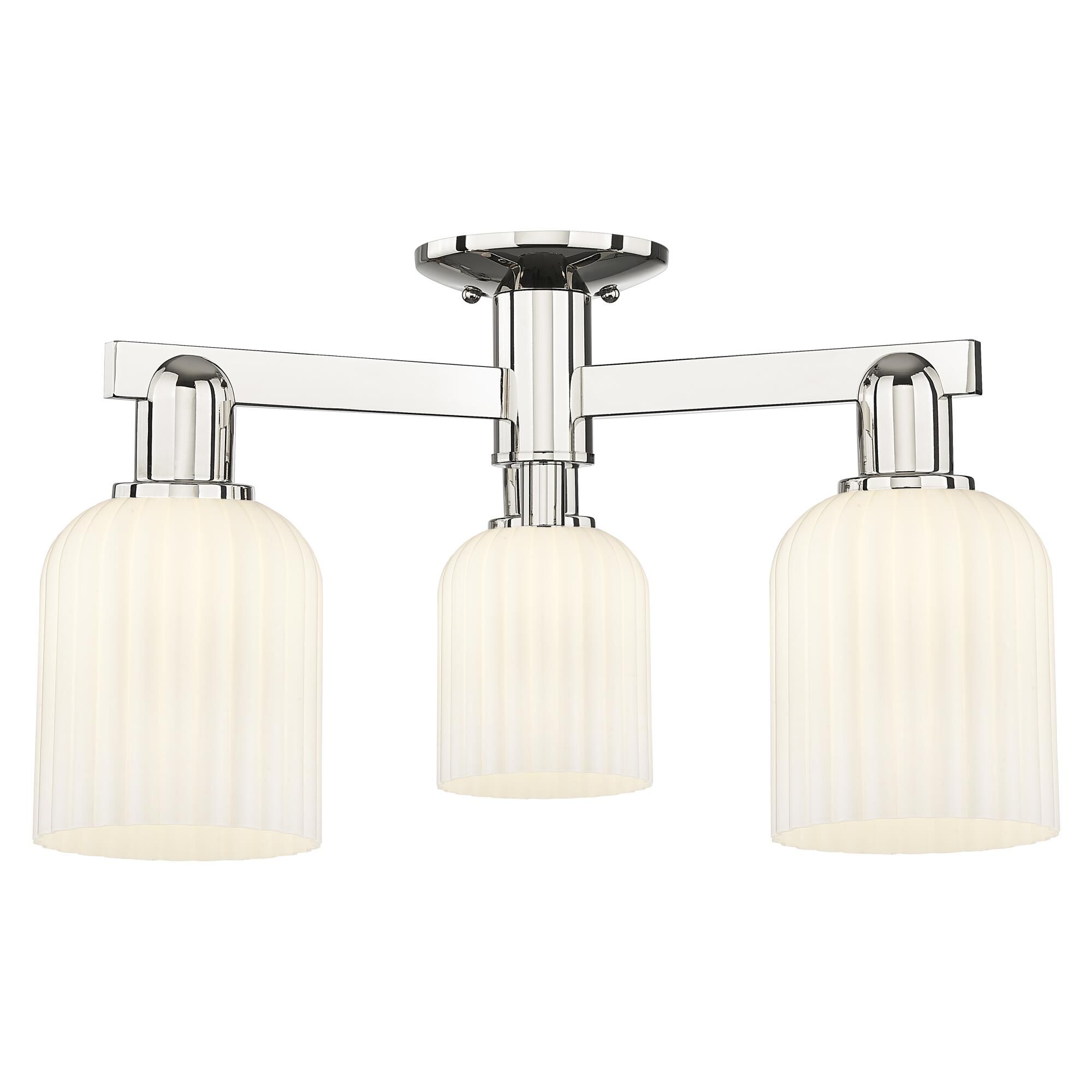 Shown in Polished Nickel finish and Gloss White glass