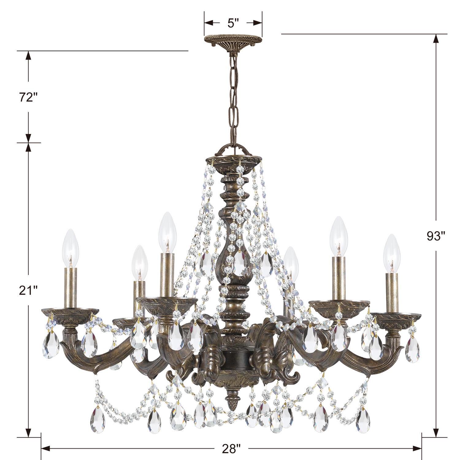 Paris Market 28 Inch 6 Light Chandelier by Crystorama