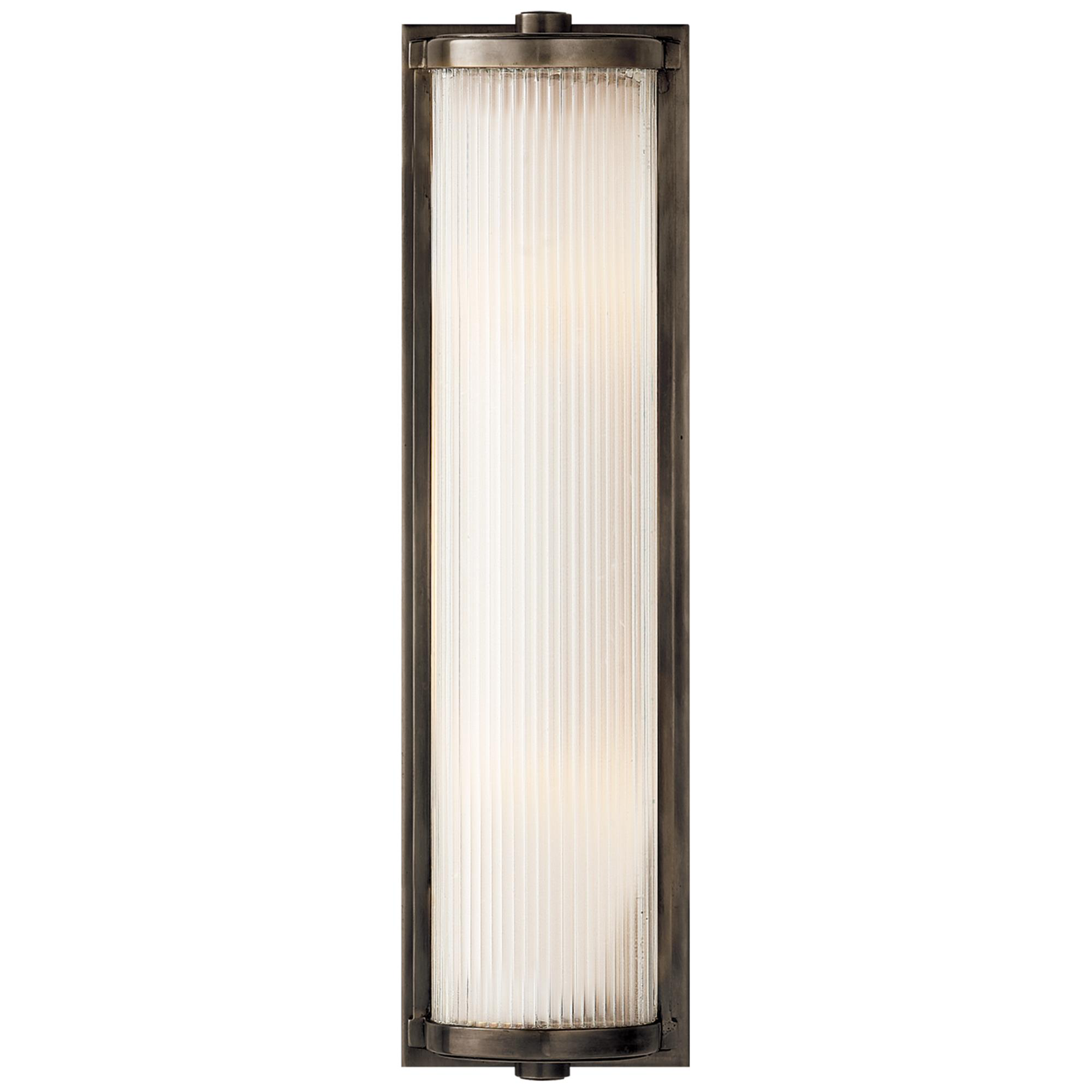 Shown in Bronze finish and Frosted glass