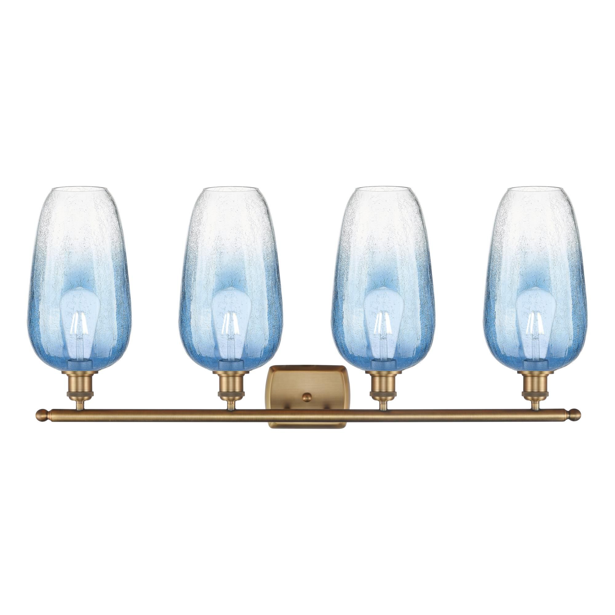 Shown in Brushed Brass finish and Sapphire Blue glass