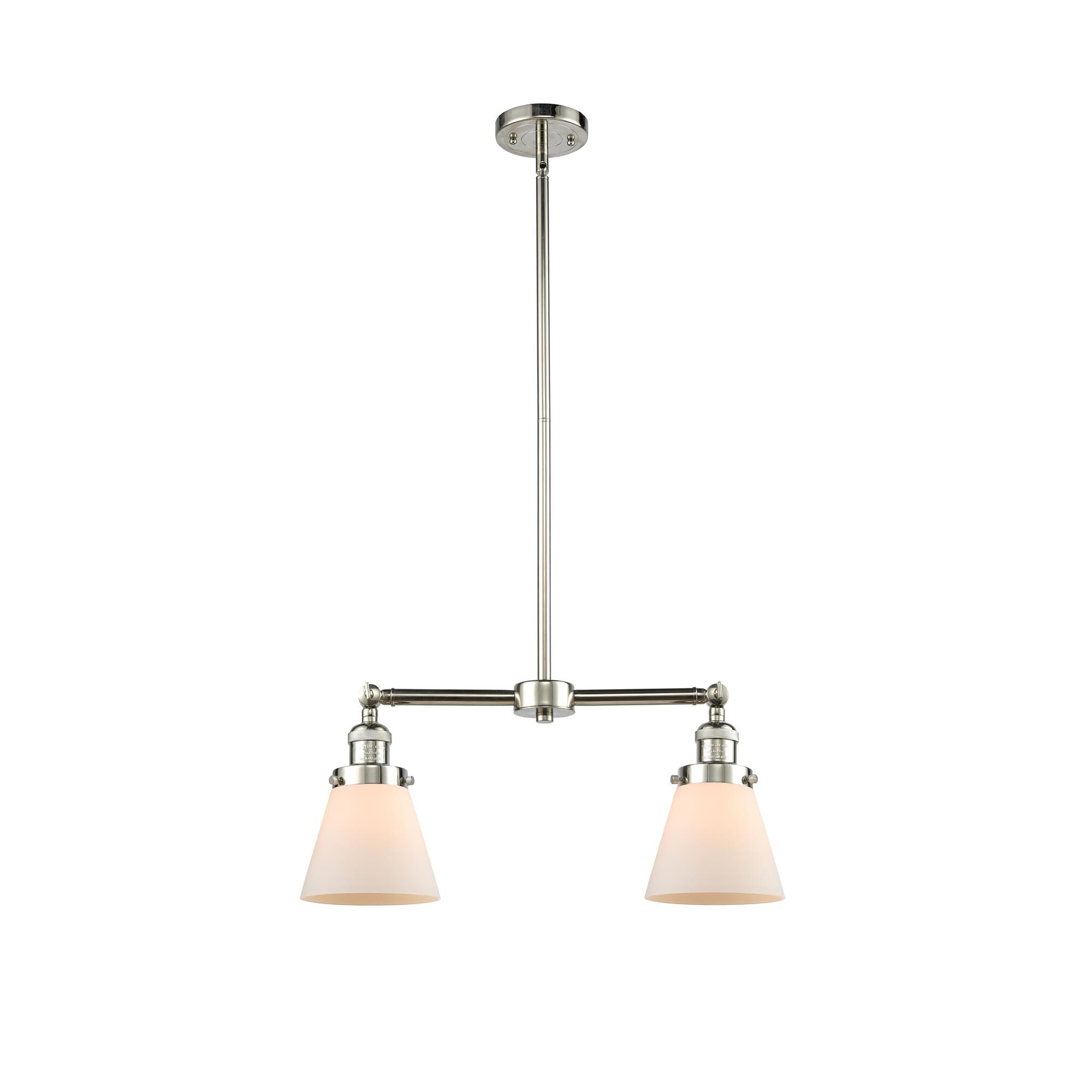 Shown in Polished Nickel finish and Matte White Cased glass