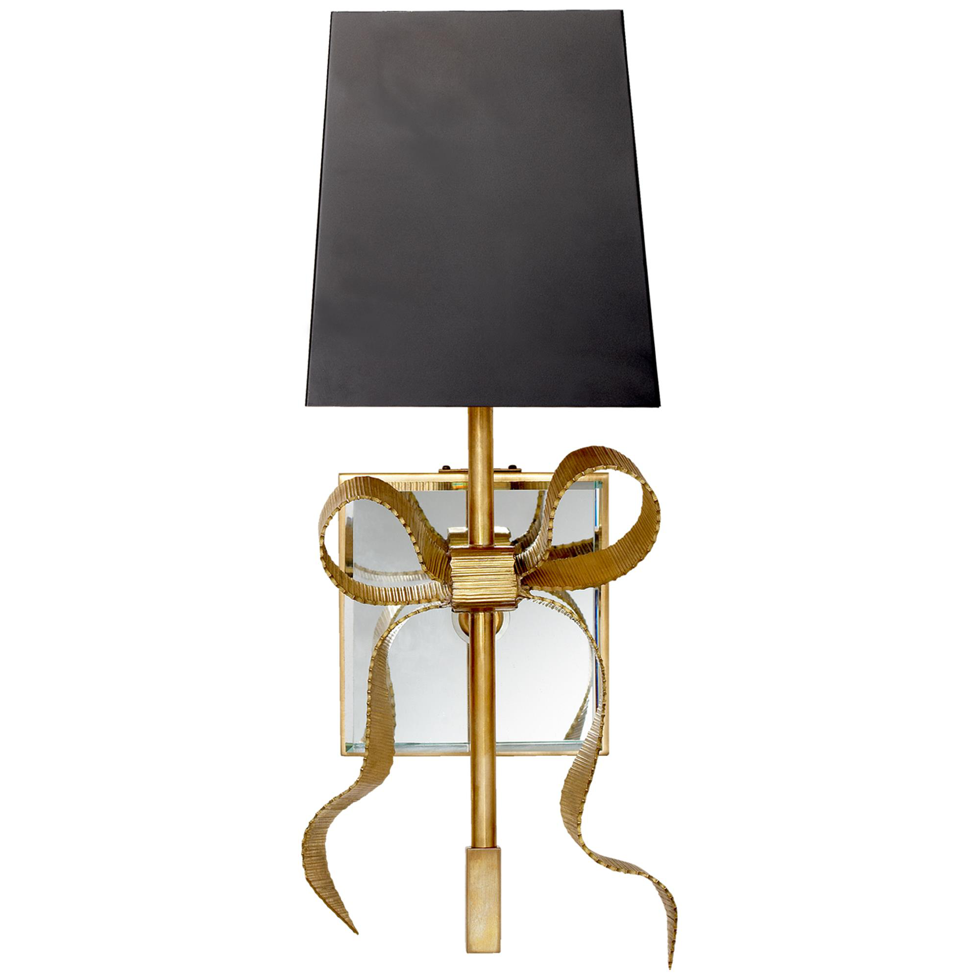 Shown in Soft Brass finish and Matte Black Shield Square shade
