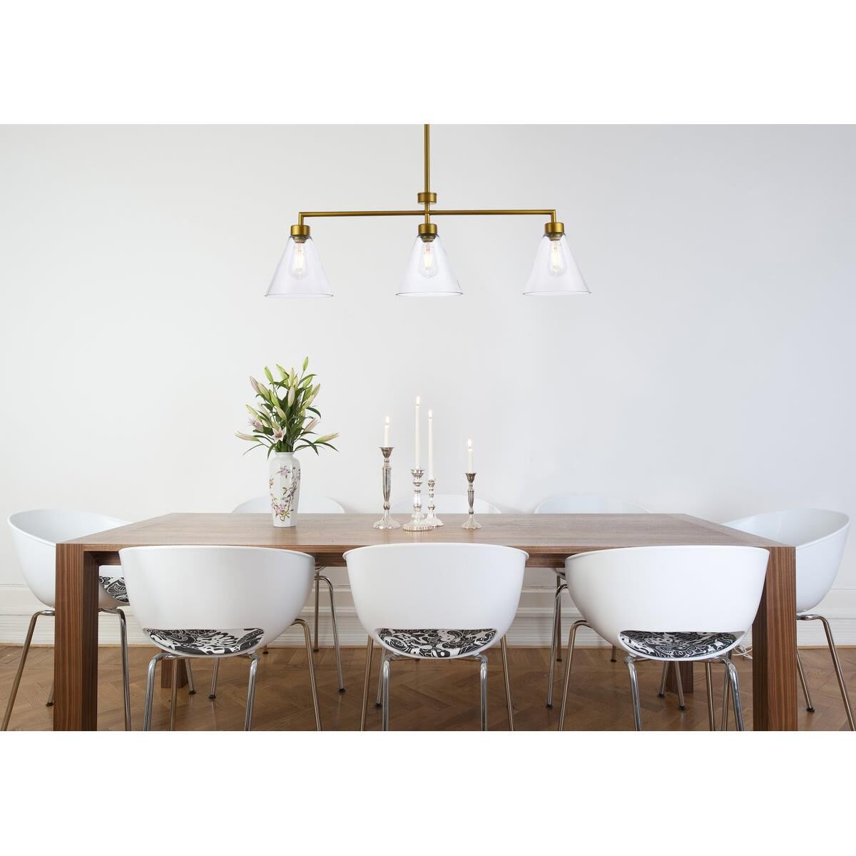 Mera 38 Inch 3 Light Linear Suspension Light by Elegant Lighting