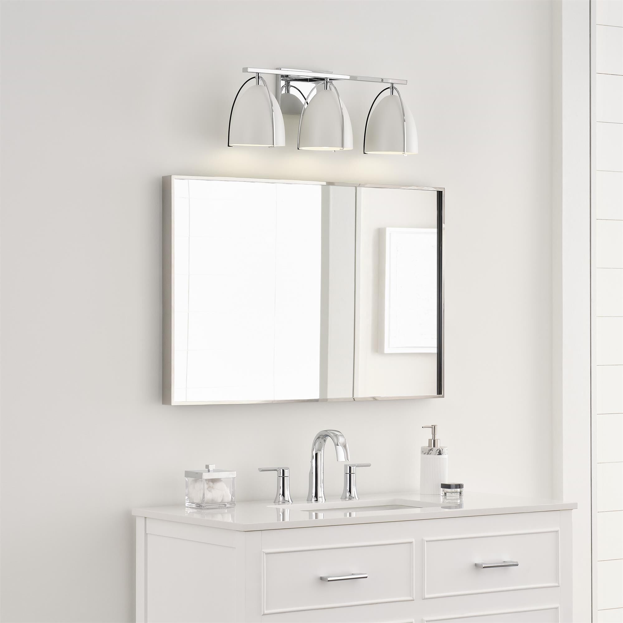 Shown in Chrome finish and Matte White Steel shade
