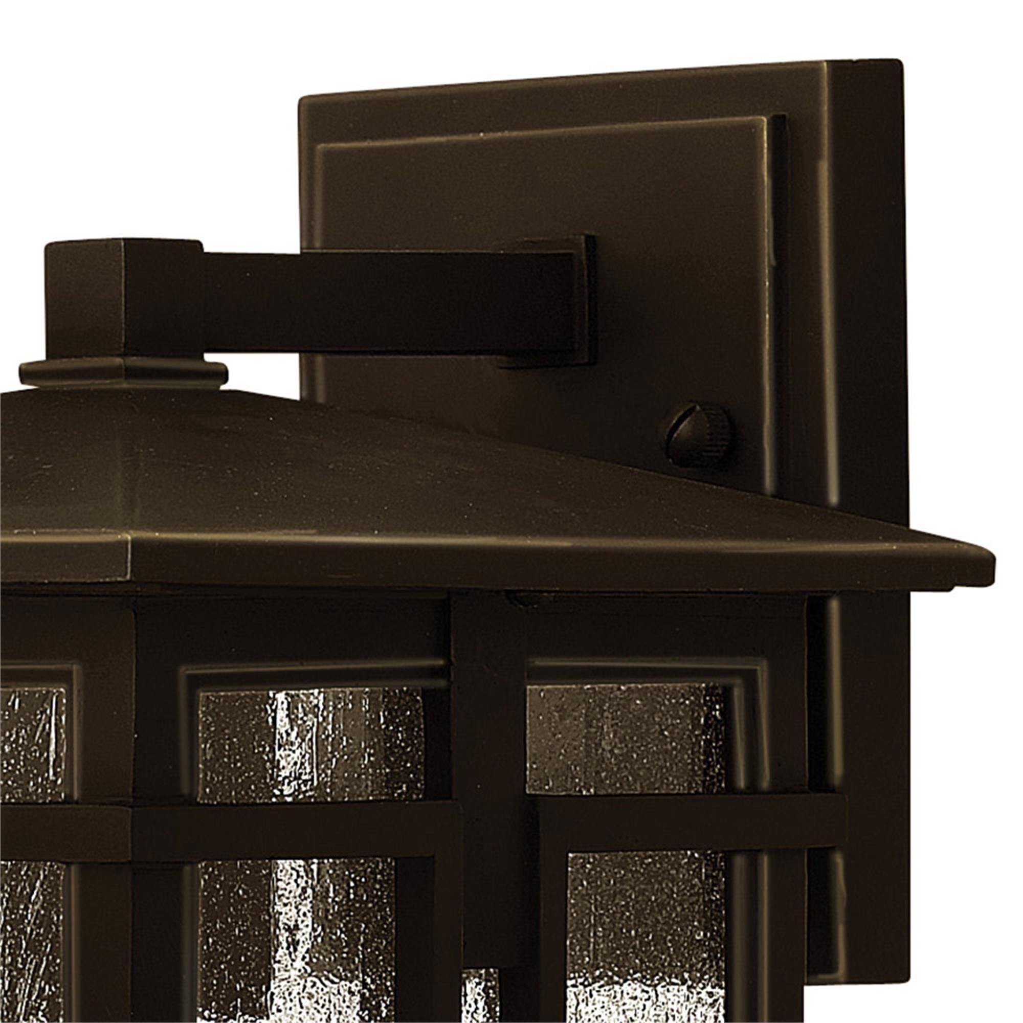 Shown in Oil Rubbed Bronze finish and Clear Seedy glass