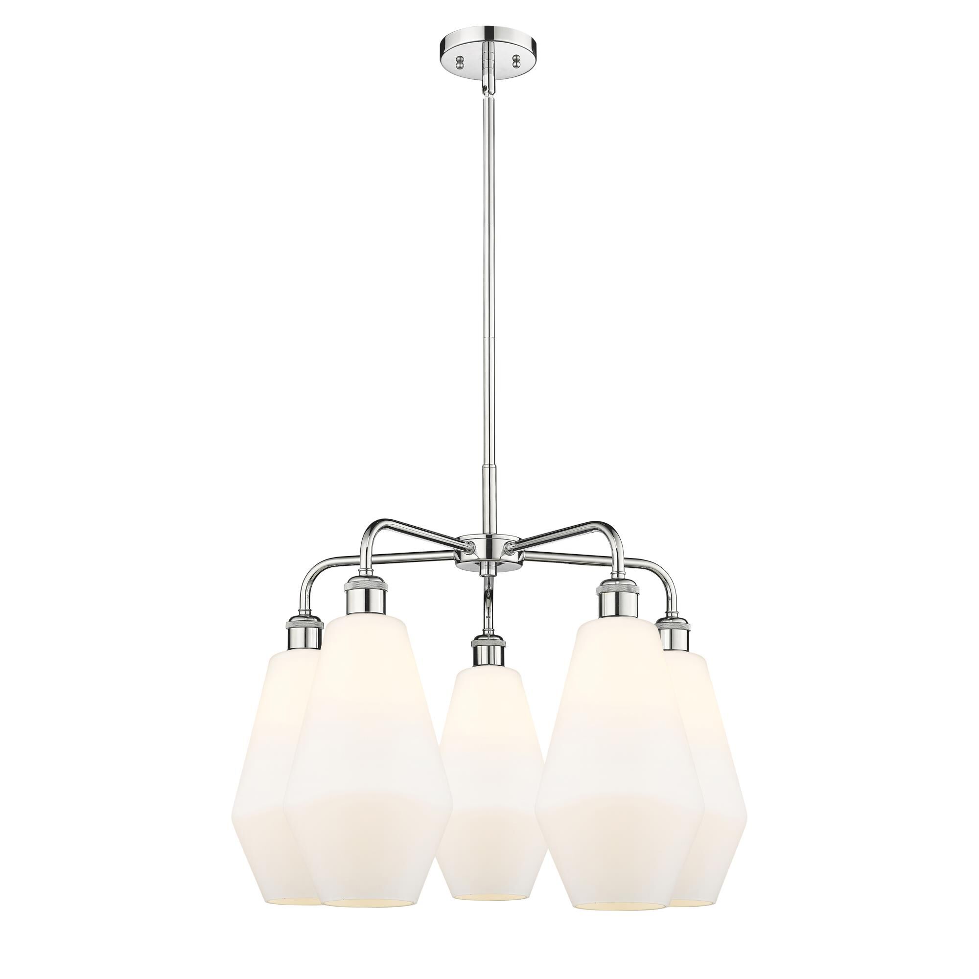 Shown in Polished Chrome finish and Cased Matte White glass