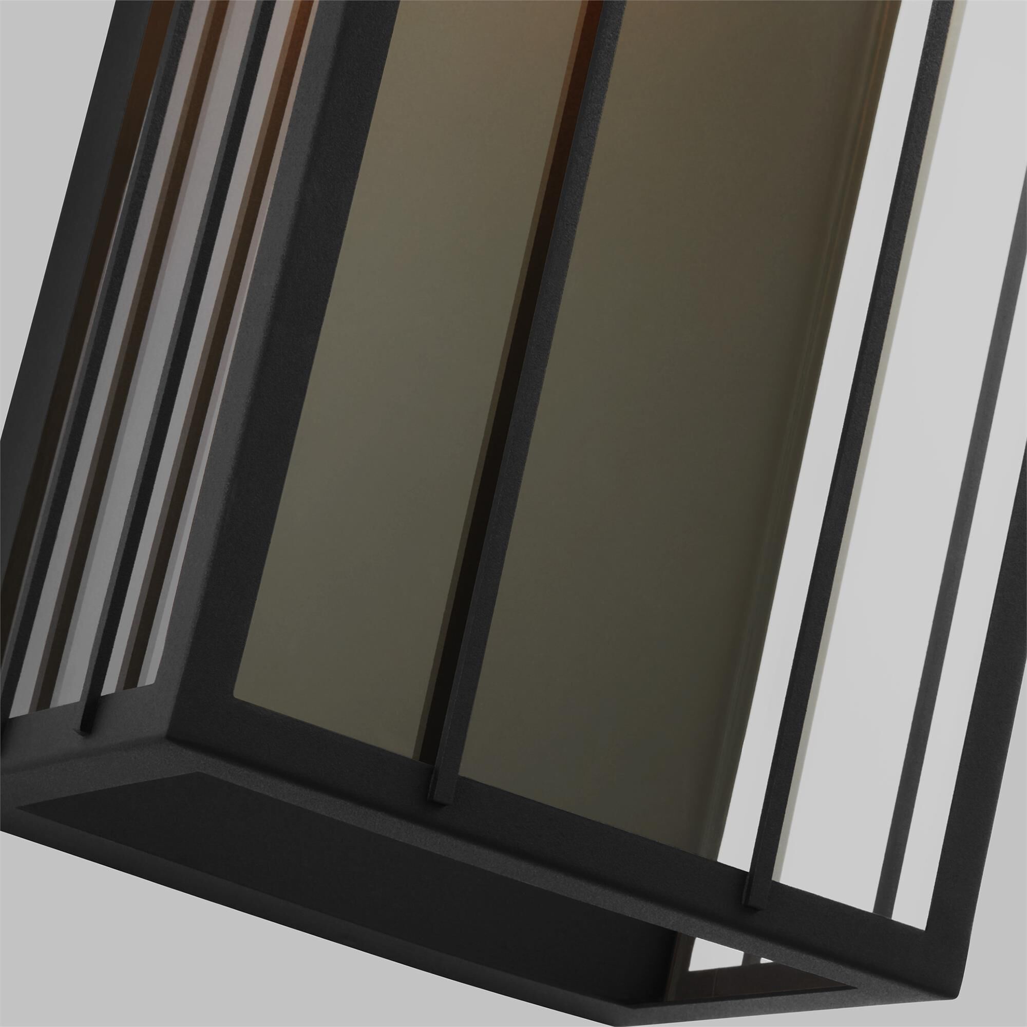 Shown in Textured Black finish and Clear Glass Panels shade