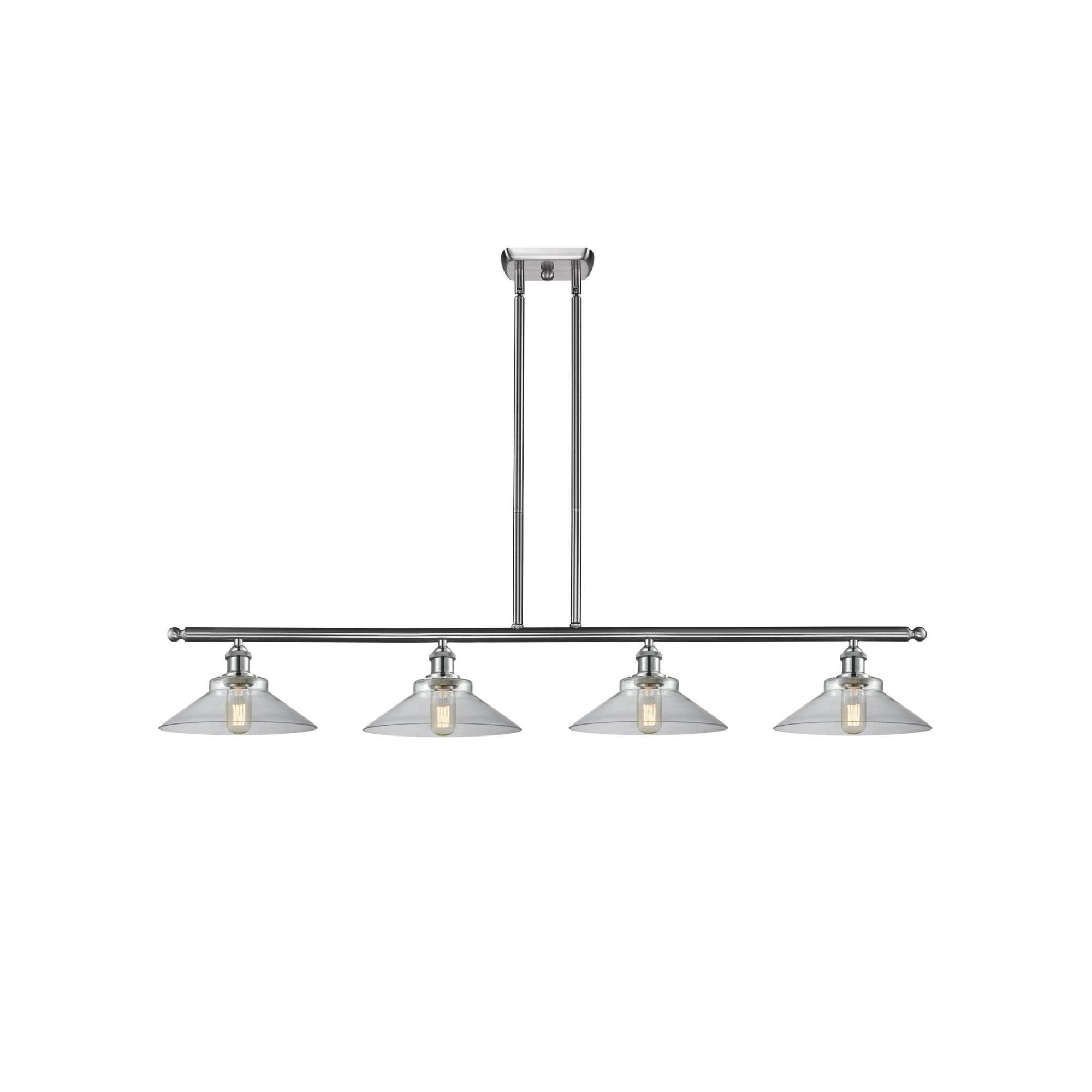 Shown in Brushed Satin Nickel finish and Clear glass